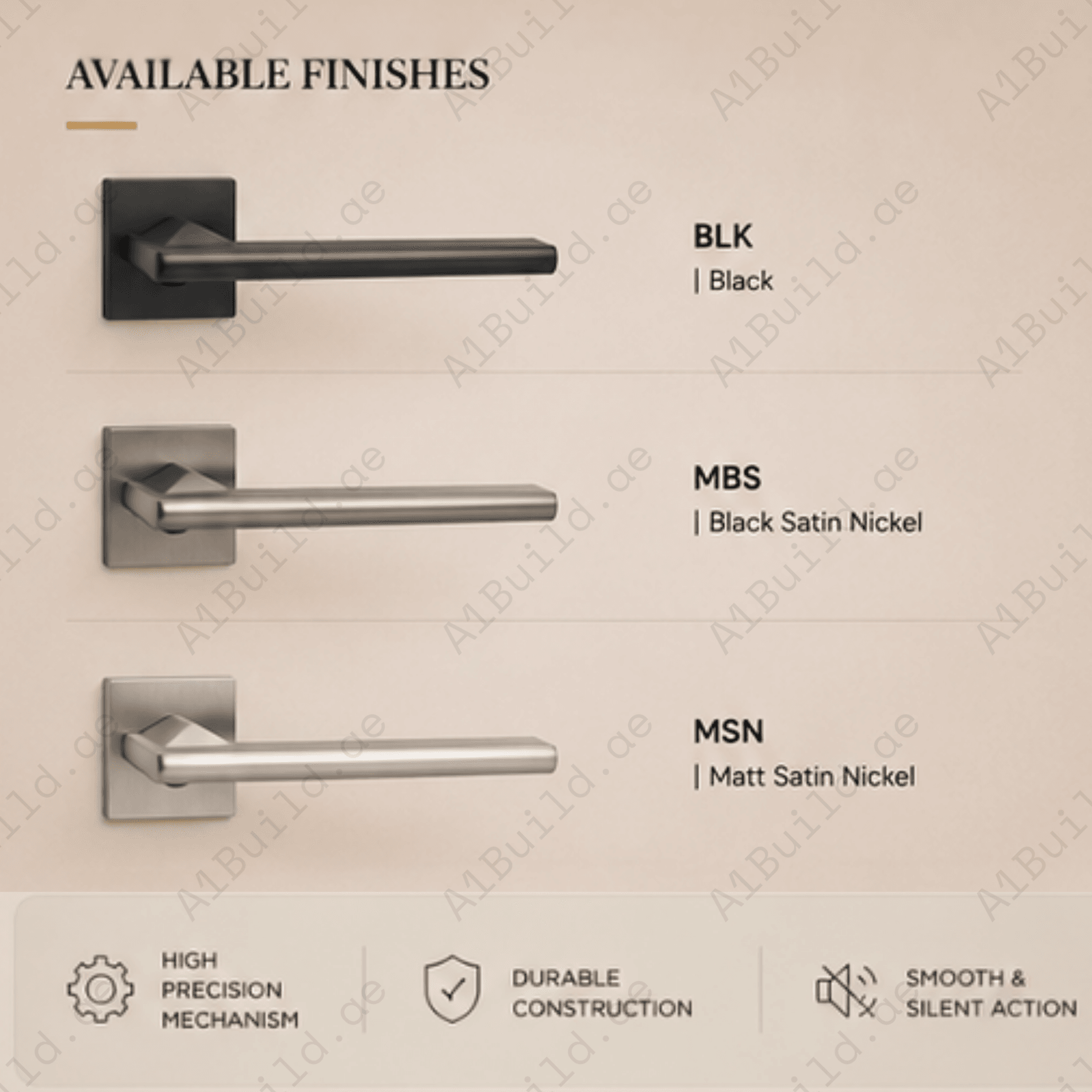 ZR220683 luxury zinc alloy door handle in Black, Black Satin Nickel and Matt Satin Nickel finishes. Premium modern hardware for elegant interiors.