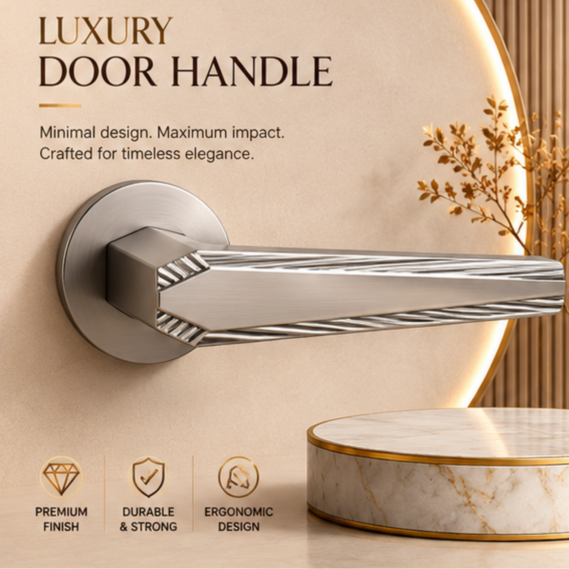 ZR220684 luxury zinc alloy door handle in Black, Black Satin Nickel and Matt Satin Nickel finishes. Premium architectural hardware for modern interiors.