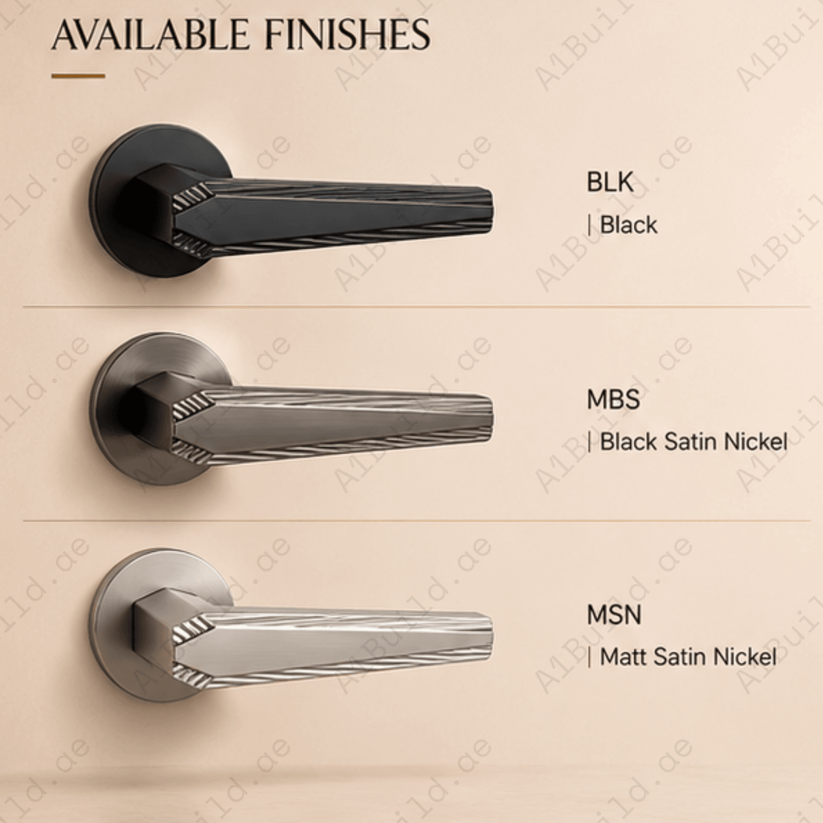 ZR220684 luxury zinc alloy door handle in Black, Black Satin Nickel and Matt Satin Nickel finishes. Premium architectural hardware for modern interiors.