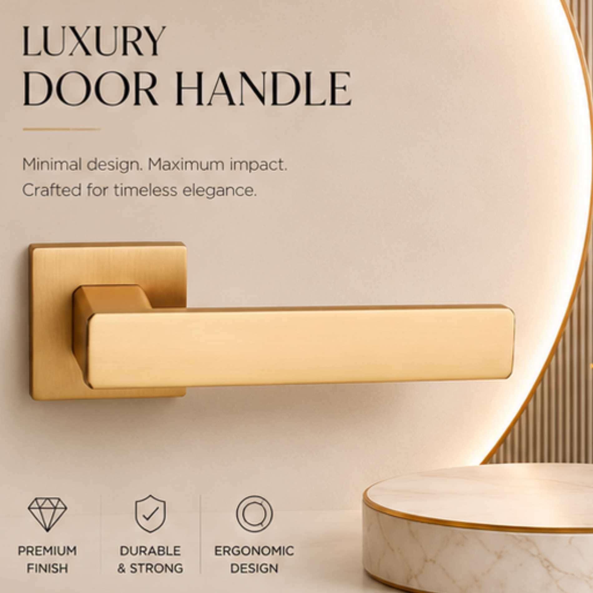 ZR220933 luxury zinc alloy door handle in Rose Gold, Matt Satin Nickel and Antique Brass finishes. Premium designer hardware for modern interiors.