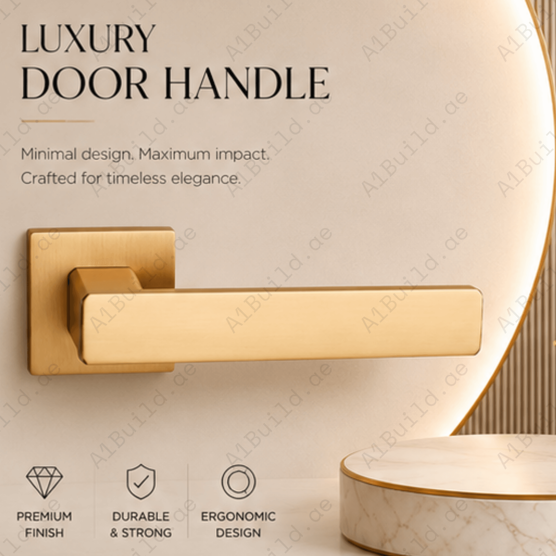 ZR220933 luxury zinc alloy door handle in Rose Gold, Matt Satin Nickel and Antique Brass finishes. Premium designer hardware for modern interiors.