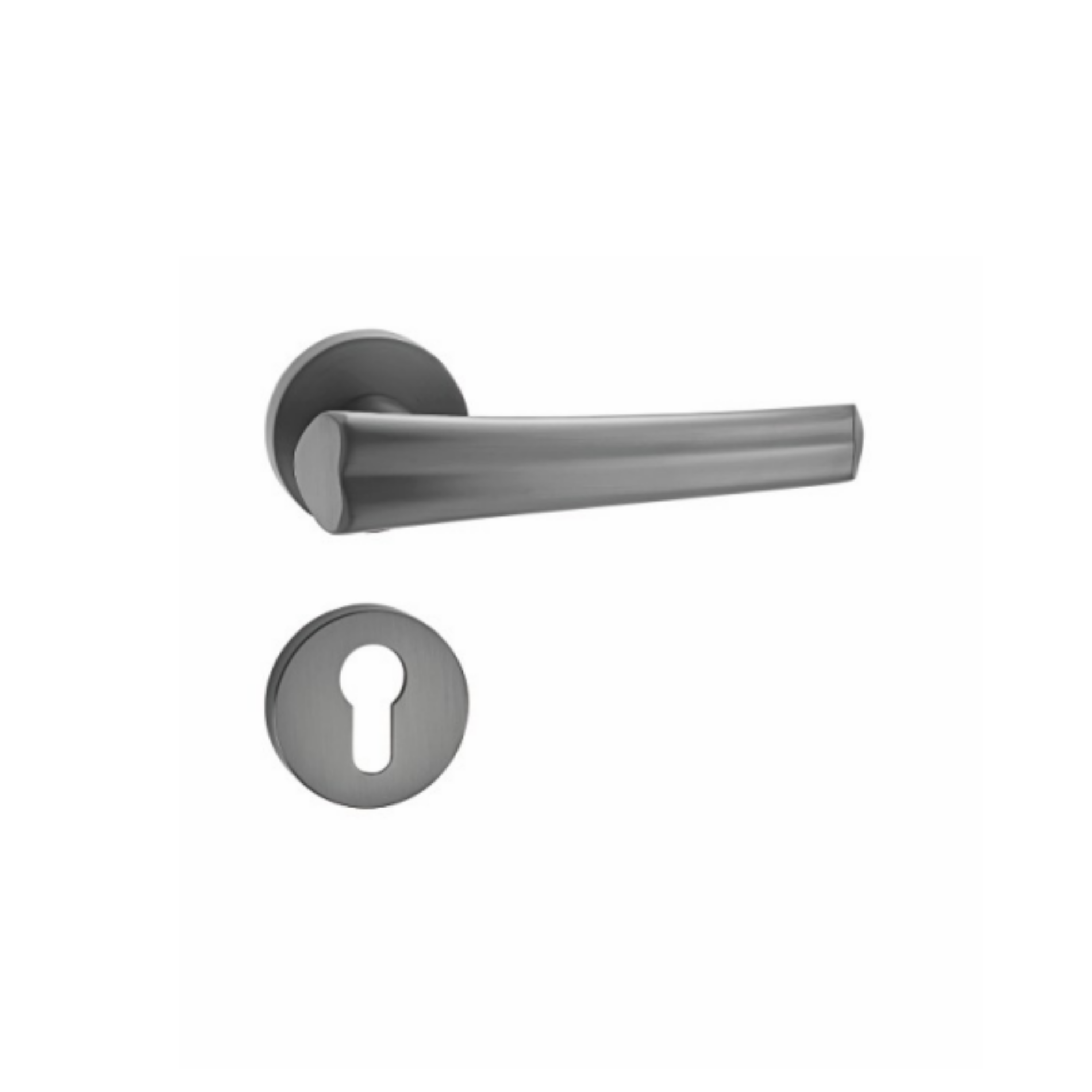 ZR230444 luxury zinc alloy door handle with Black Satin Nickel PVD finish. Premium architectural hardware for modern homes, hotels and offices.