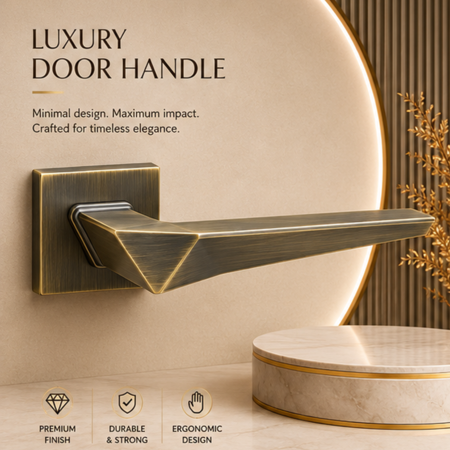 ZR230468 luxury zinc alloy door handle in Satin Nickel, Satin Brass and Antique Brass finishes. Premium modern hardware for elegant interiors.