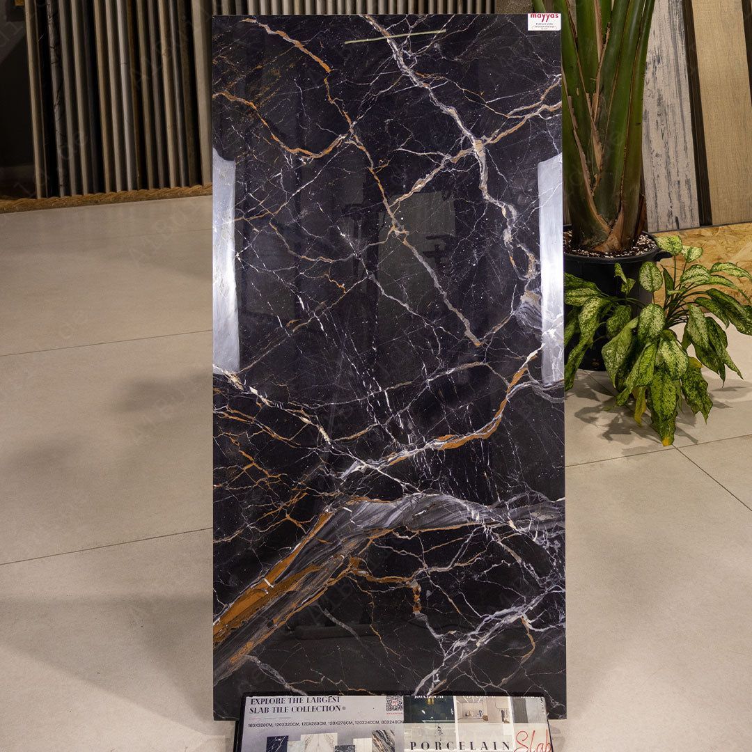 Estrada Nero (60X120cm 09mm Random High Gloss Porcelain Indoor Floor & Wall Tiles)