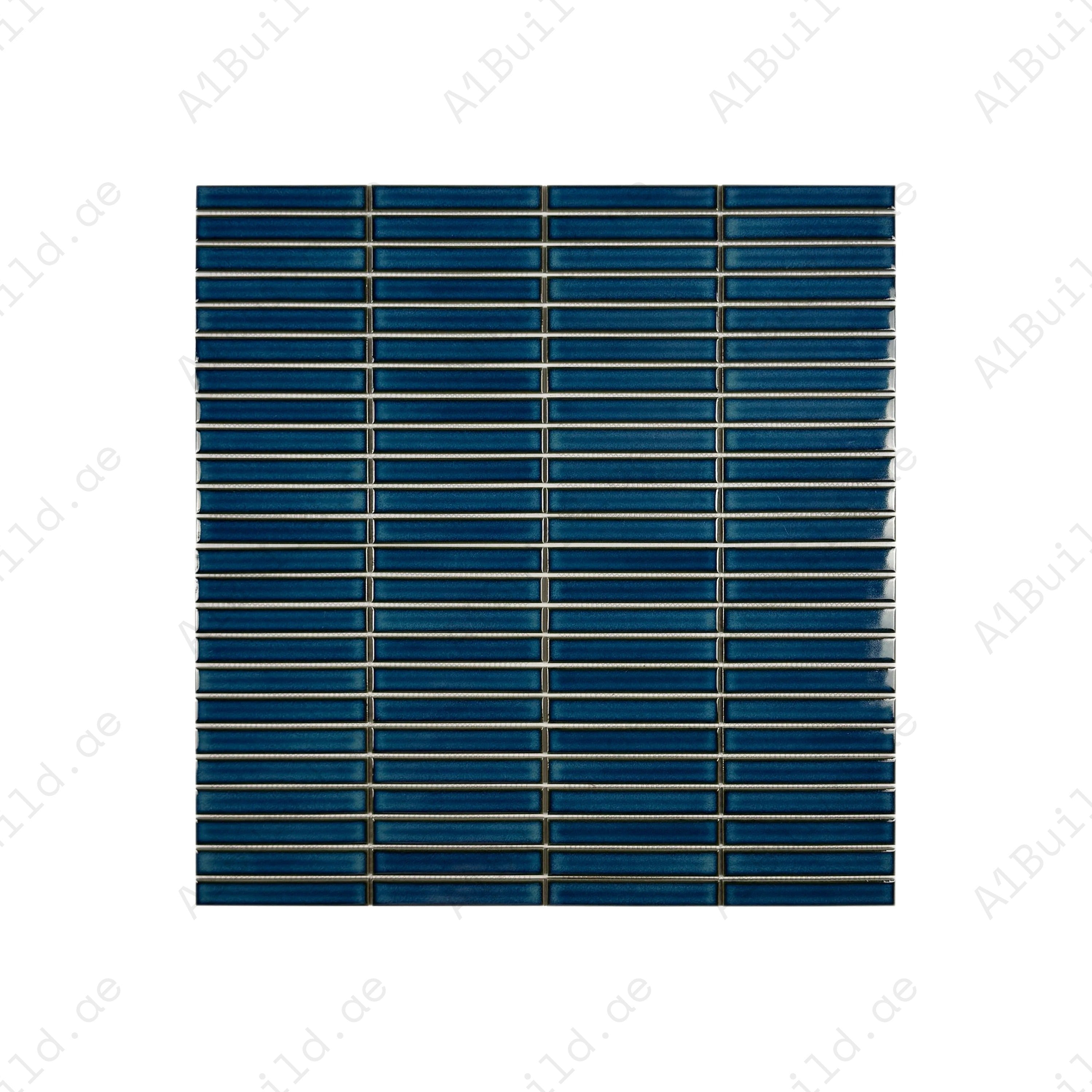 Aurora Strips Series Steel Blue Glossy Long Strip Kiln Vary Porcelain Mosaic