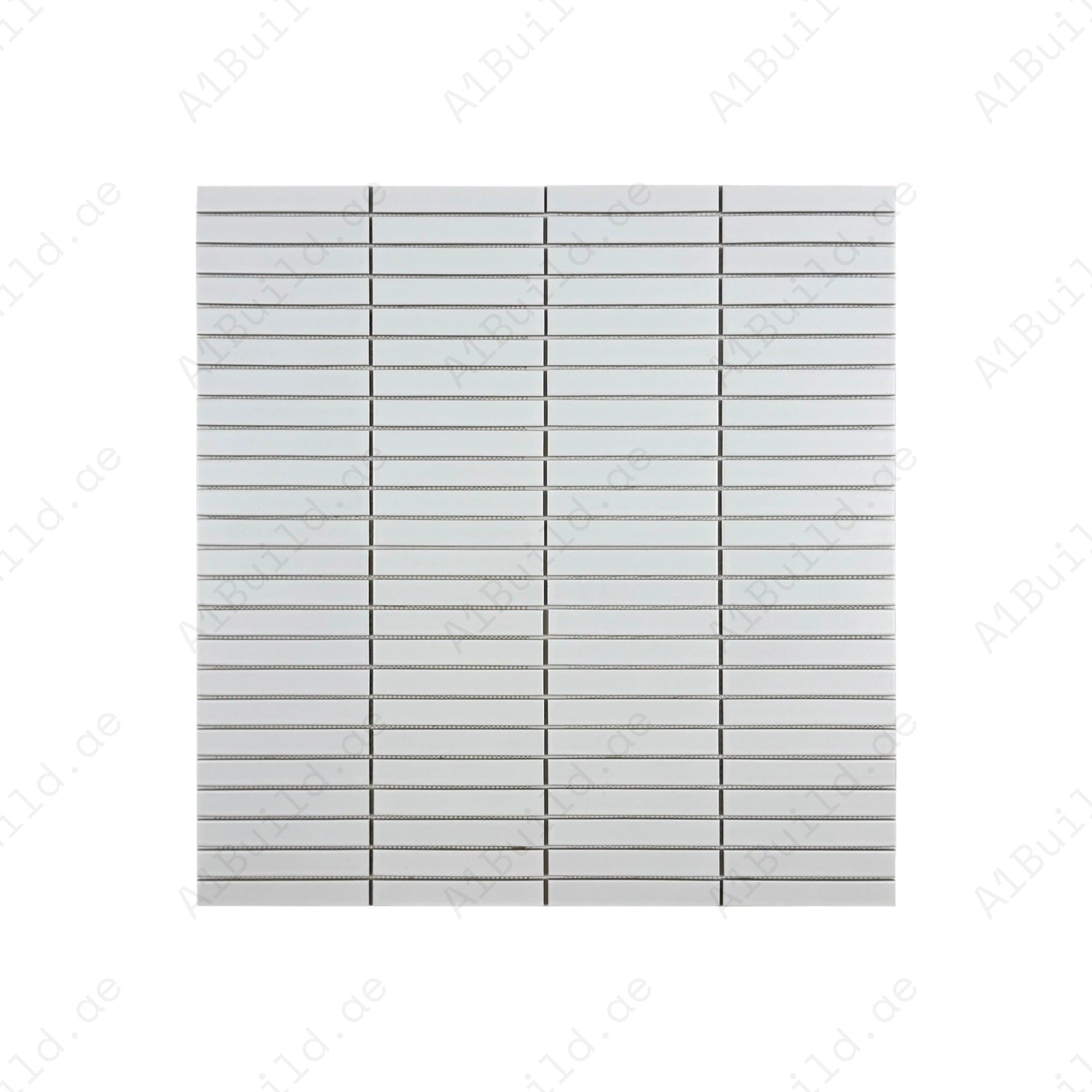Aurora Strips Series White Matt Long Strip Glazed Porcelain Mosaic