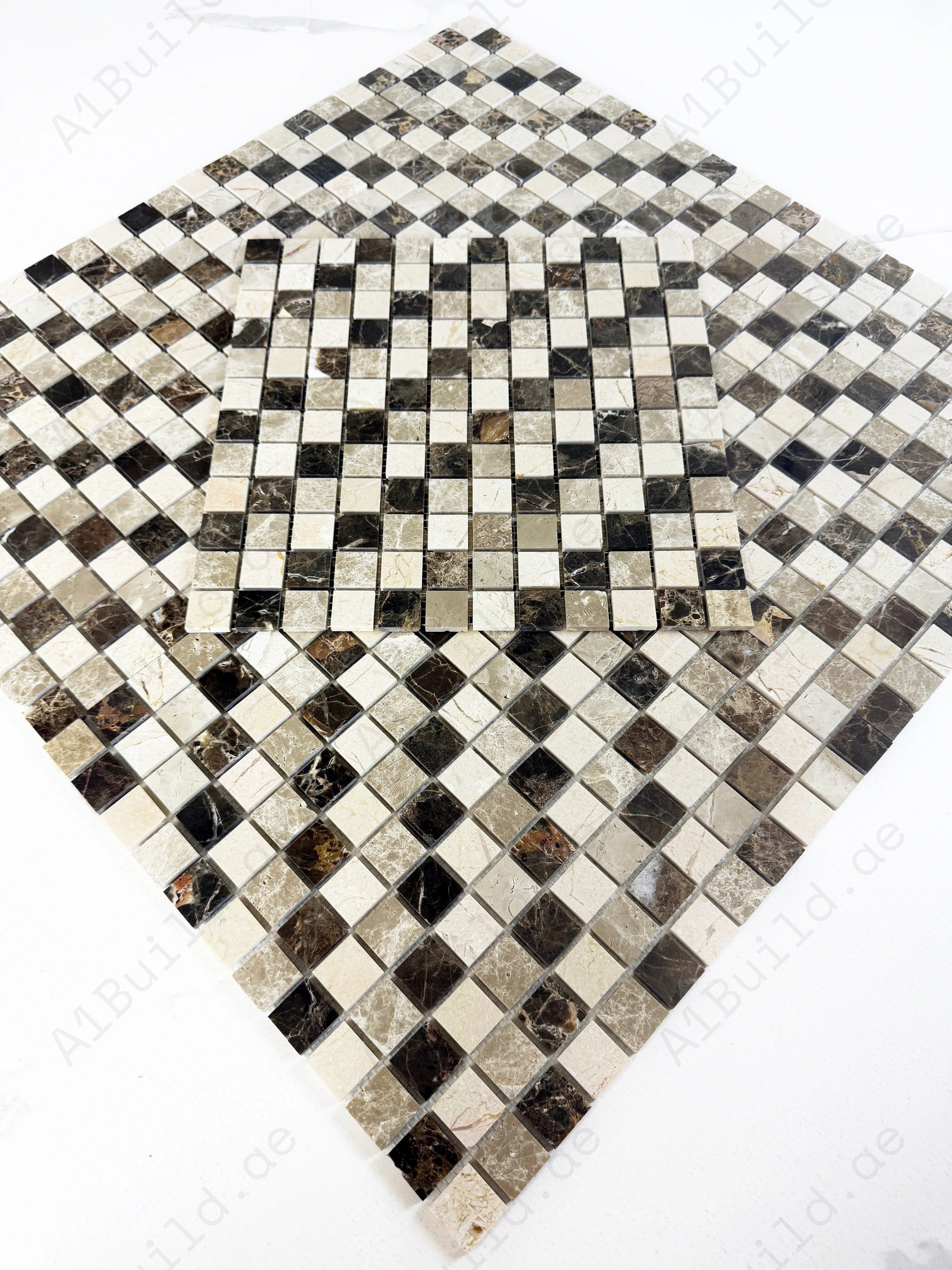 Timeless Marble Dark Emperador & Light Emperador & Cream Marfil Polished Regular Pattern Marble Mosaic