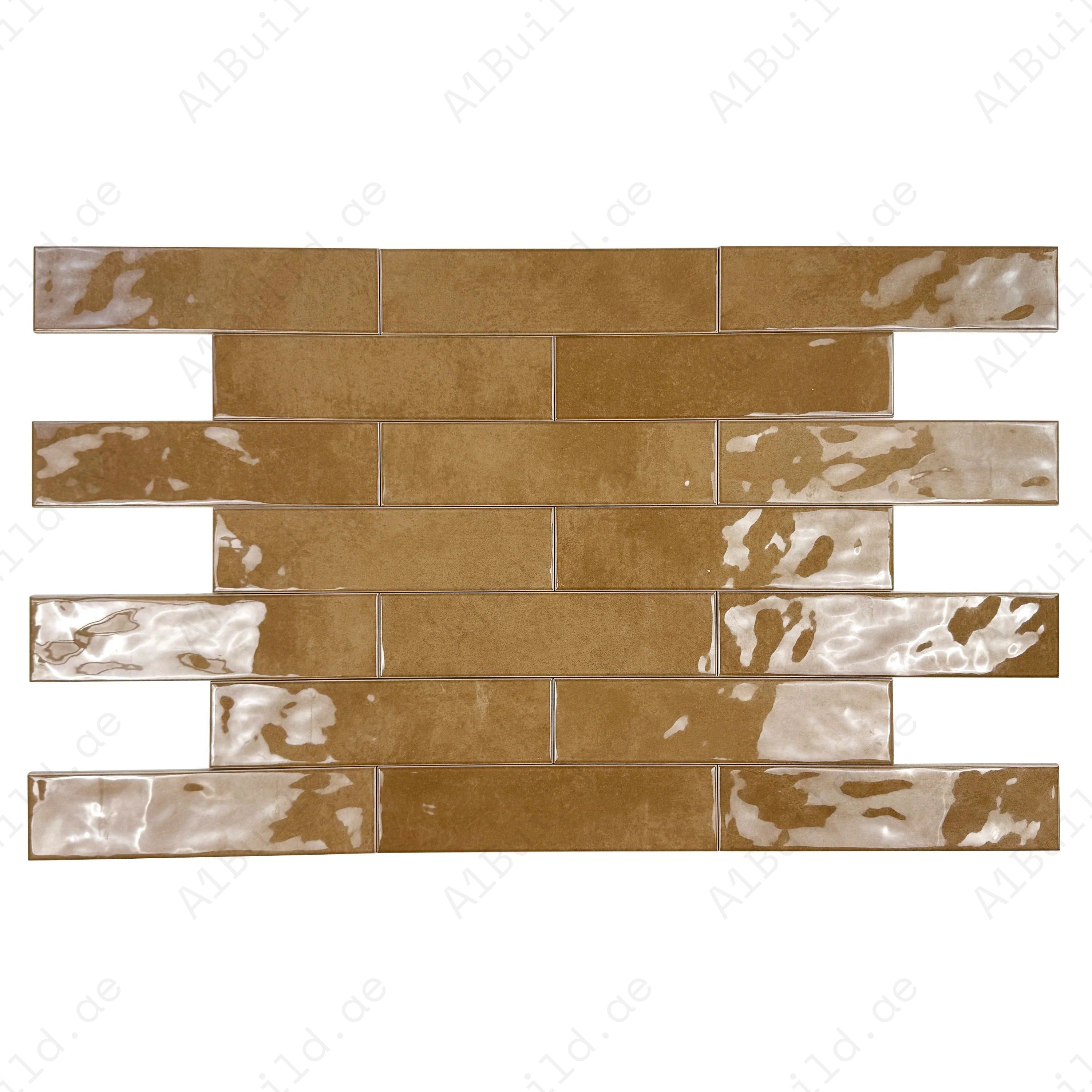 Tonal Symphony Medium Coffee Glossy Ceramic Artisanal Tile