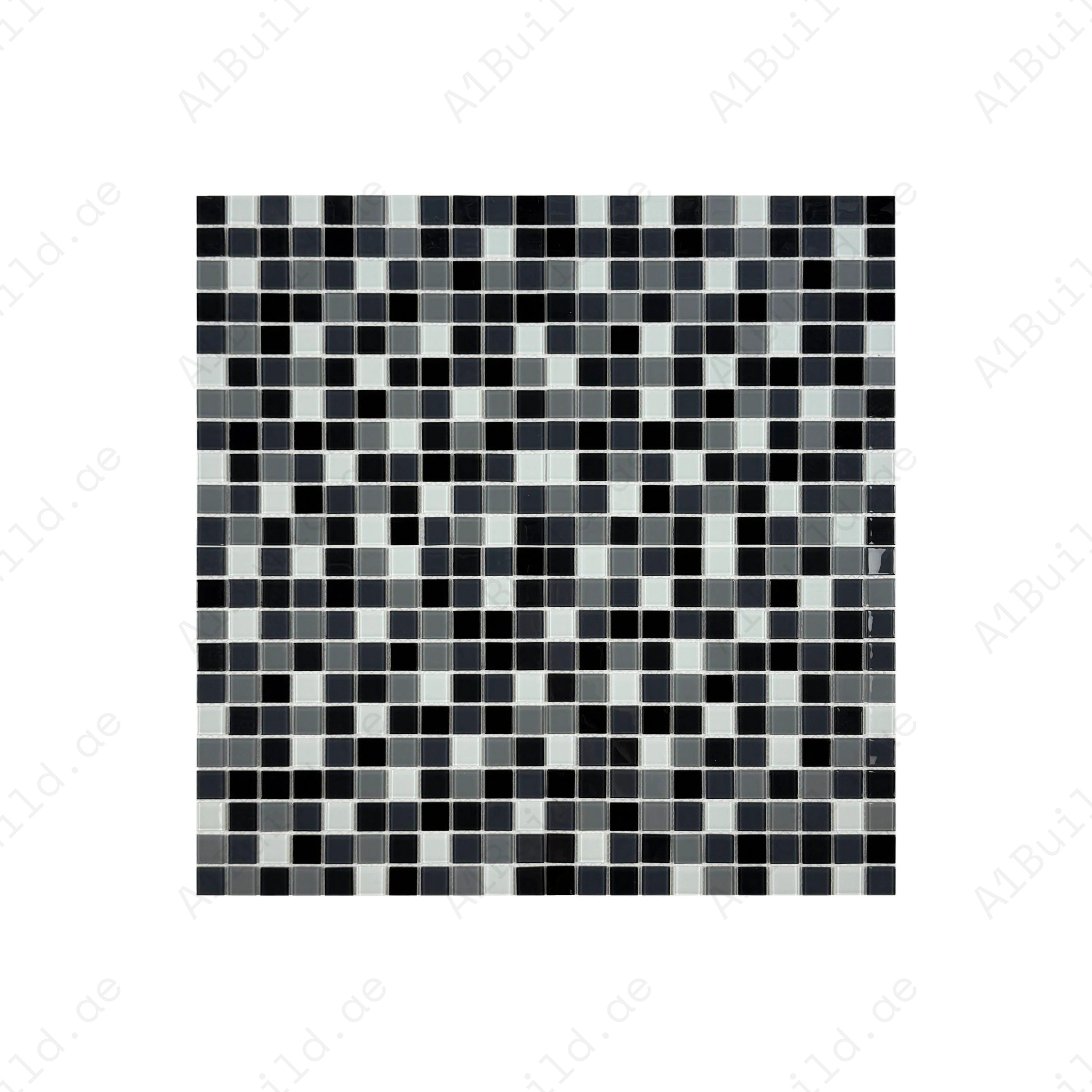 Azure Enchantment Series Black & White & Grey Mixed Crystal Glass Mosaic