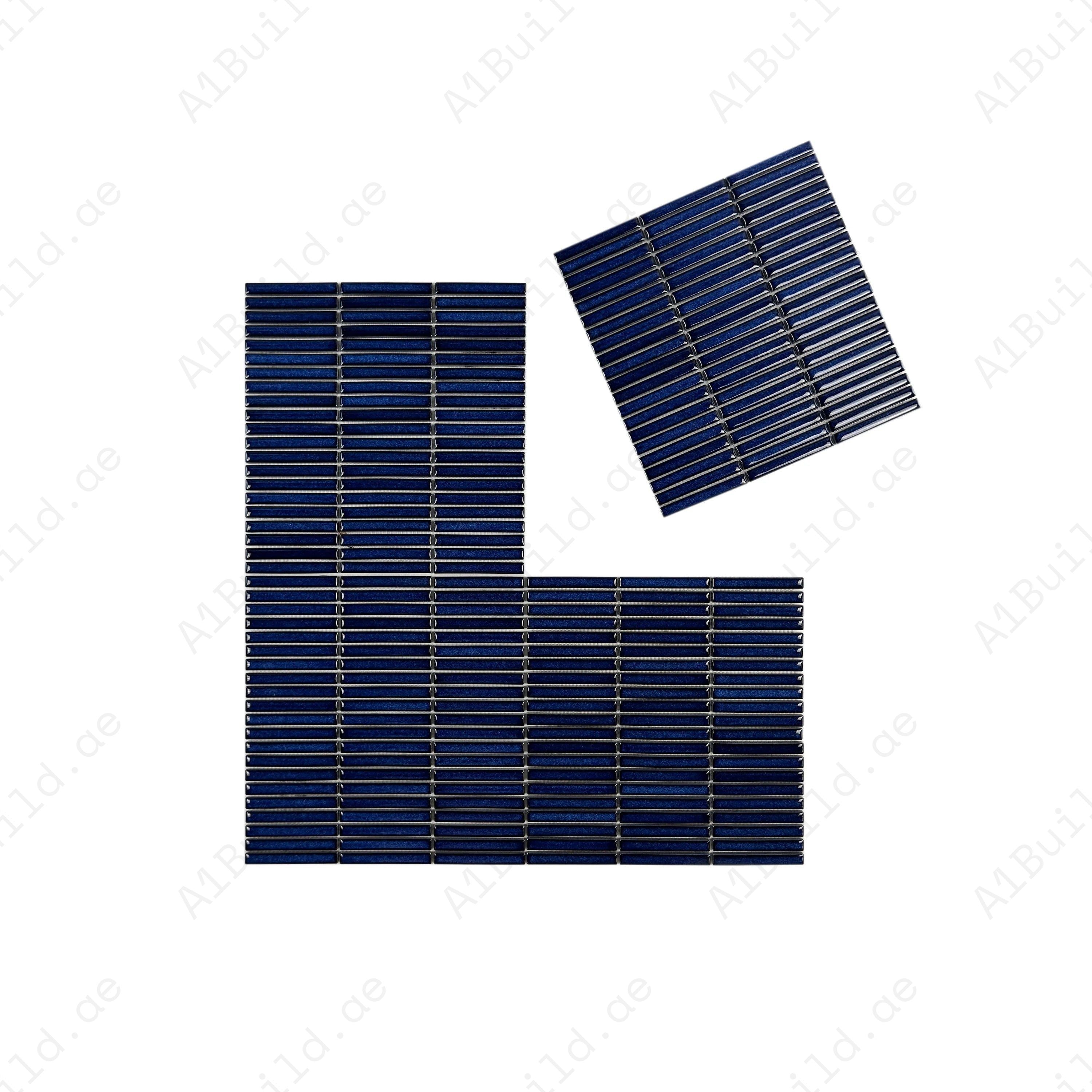 Aurora Strips Series Indigo Blue Long Strip Glossy Glazed Porcelain Mosaic