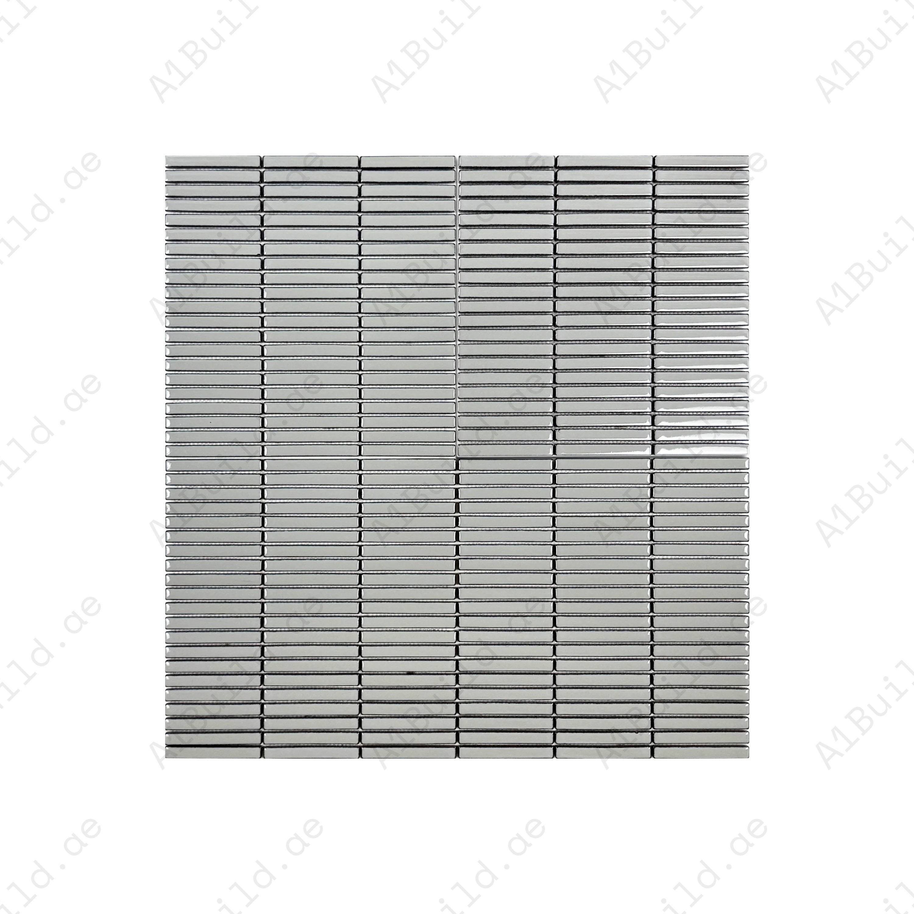 Aurora Strips Series Ivory White Long Strip Glossy Glazed Porcelain Mosaic