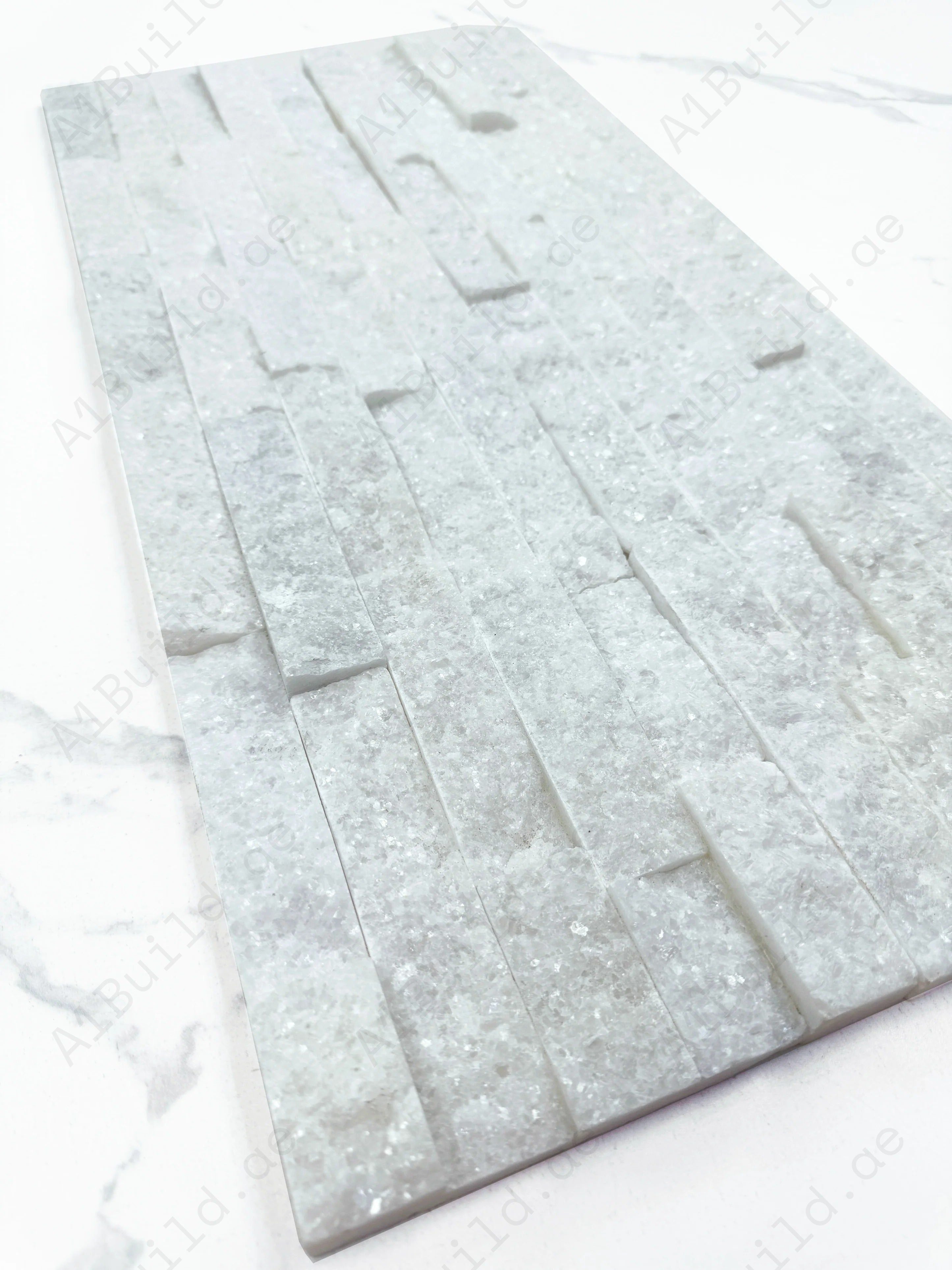 Starlit Quartz Crystal White Split Marble Wall Cladding