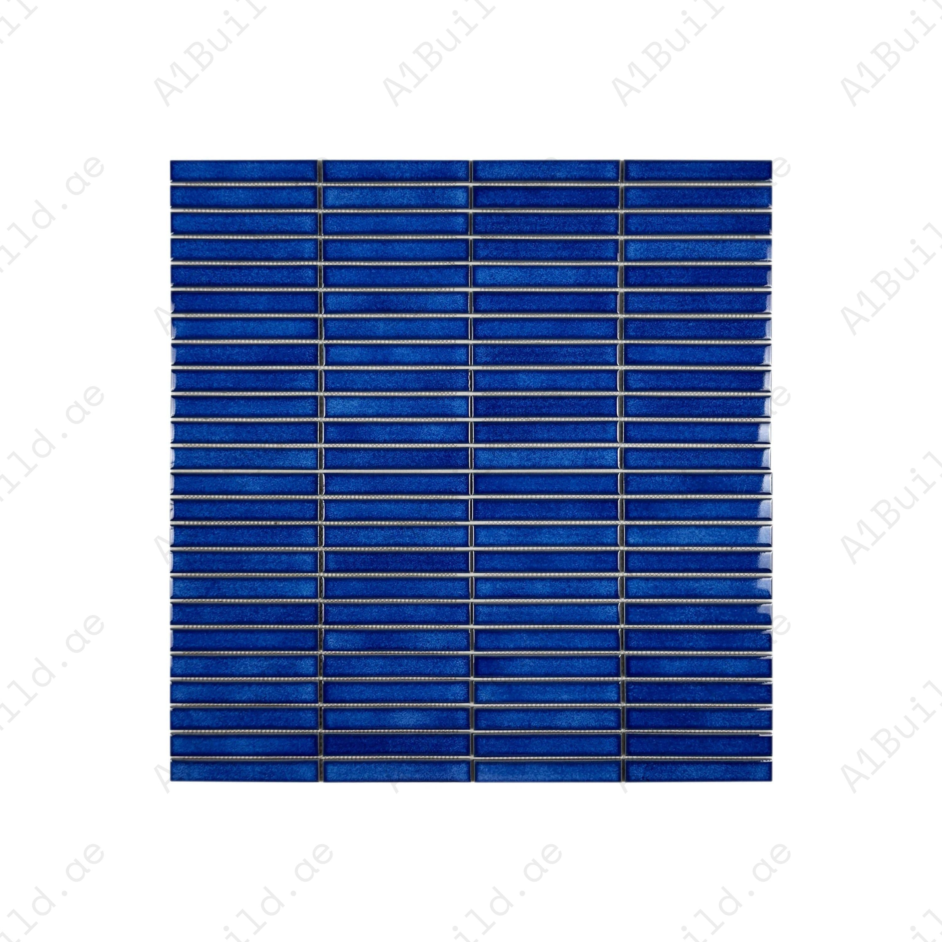 Aurora Strips Series Klein Blue Glossy Long Strip Kiln Vary Porcelain Mosaic