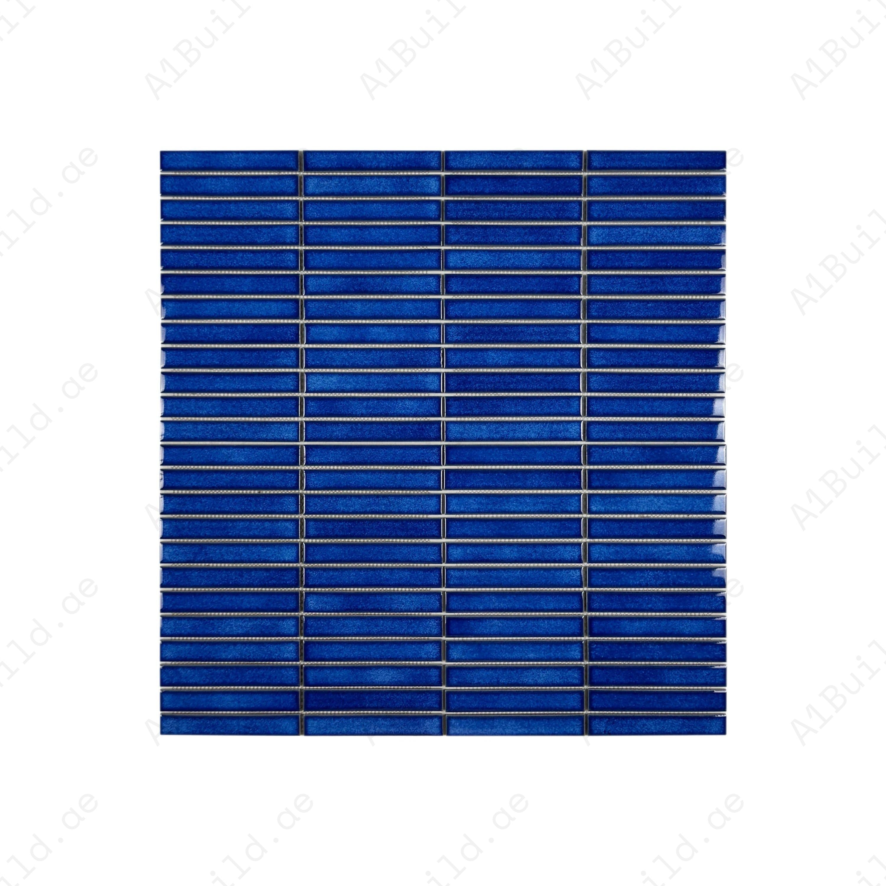 Aurora Strips Series Klein Blue Glossy Long Strip Kiln Vary Porcelain Mosaic