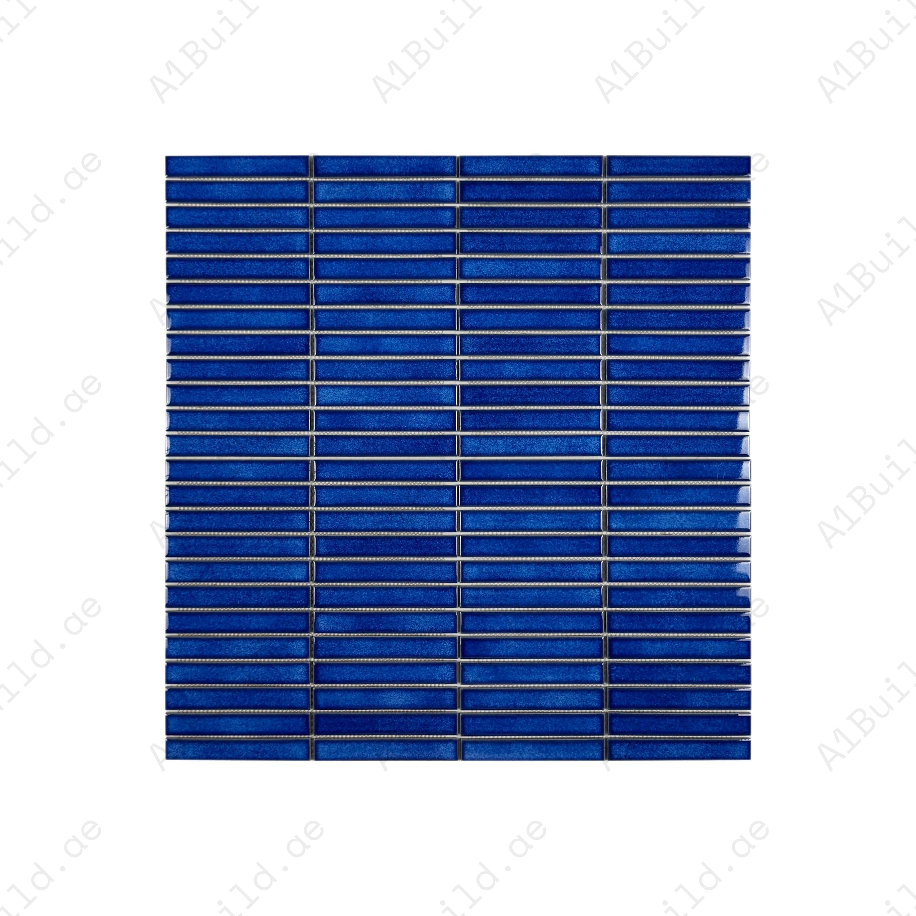 Aurora Strips Series Klein Blue Glossy Long Strip Kiln Vary Porcelain Mosaic
