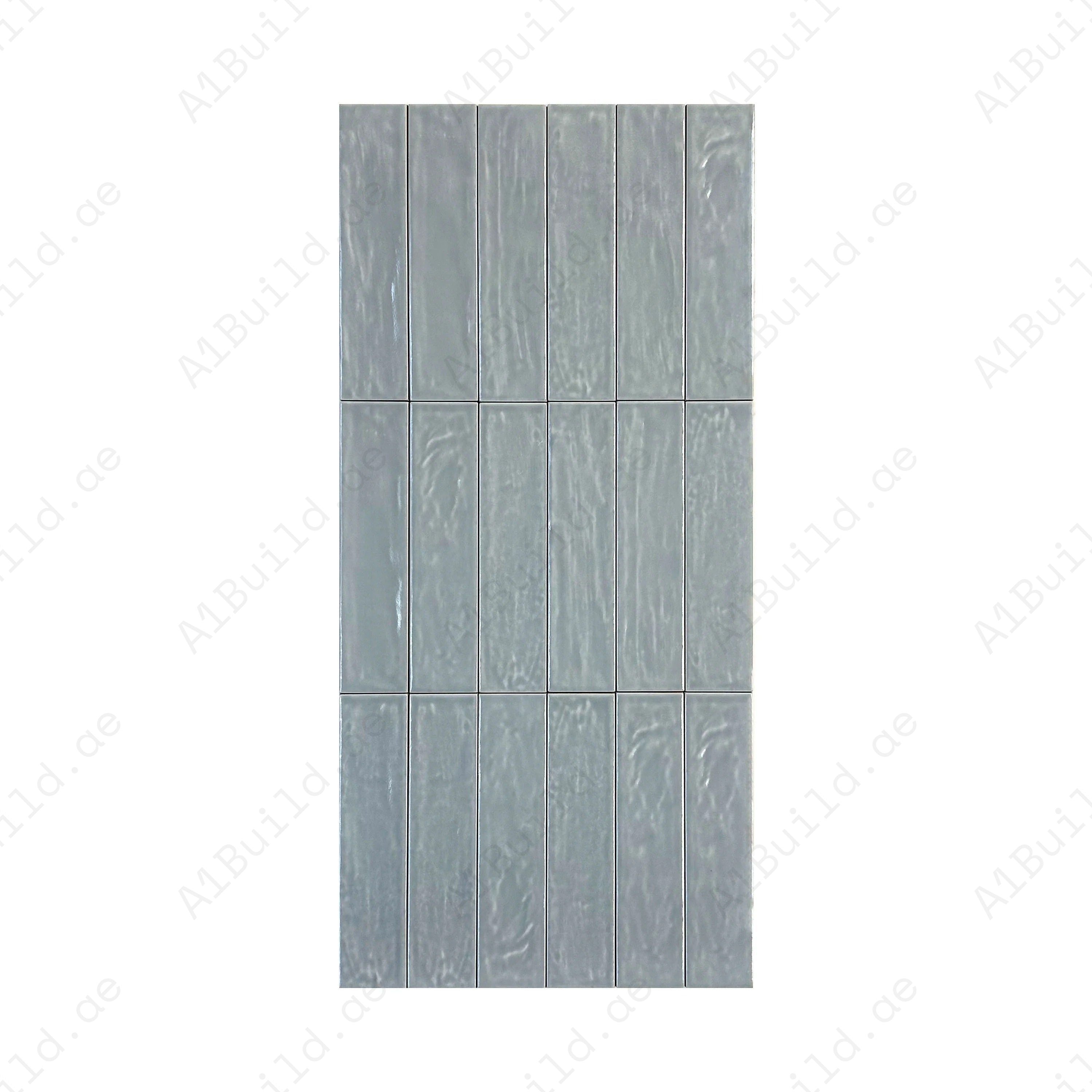 Grey Semimatte Pearlescent Ceramic Artisanal Tile