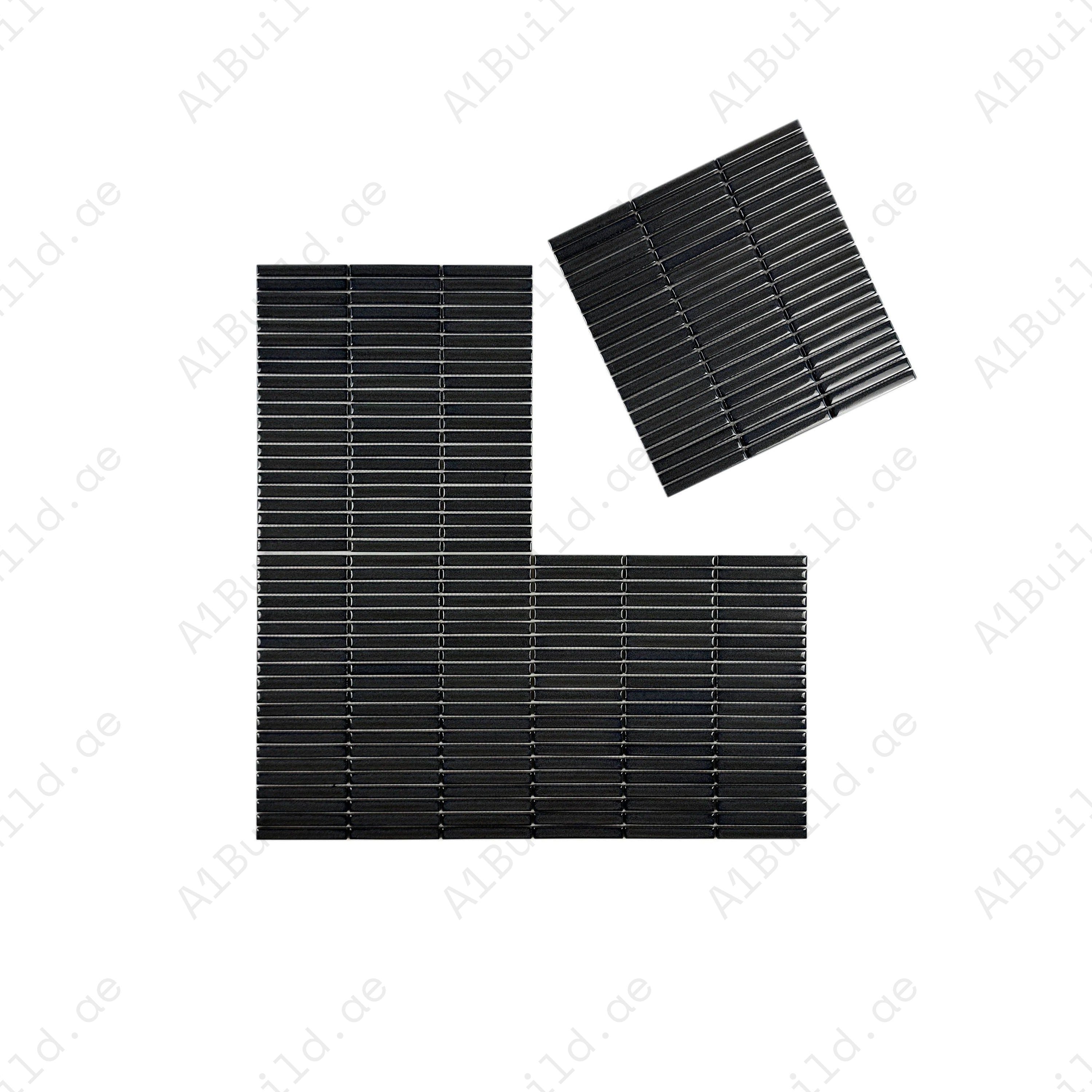 Aurora Strips Series Lava Gray Long Strip Glossy Glazed Porcelain Mosaic