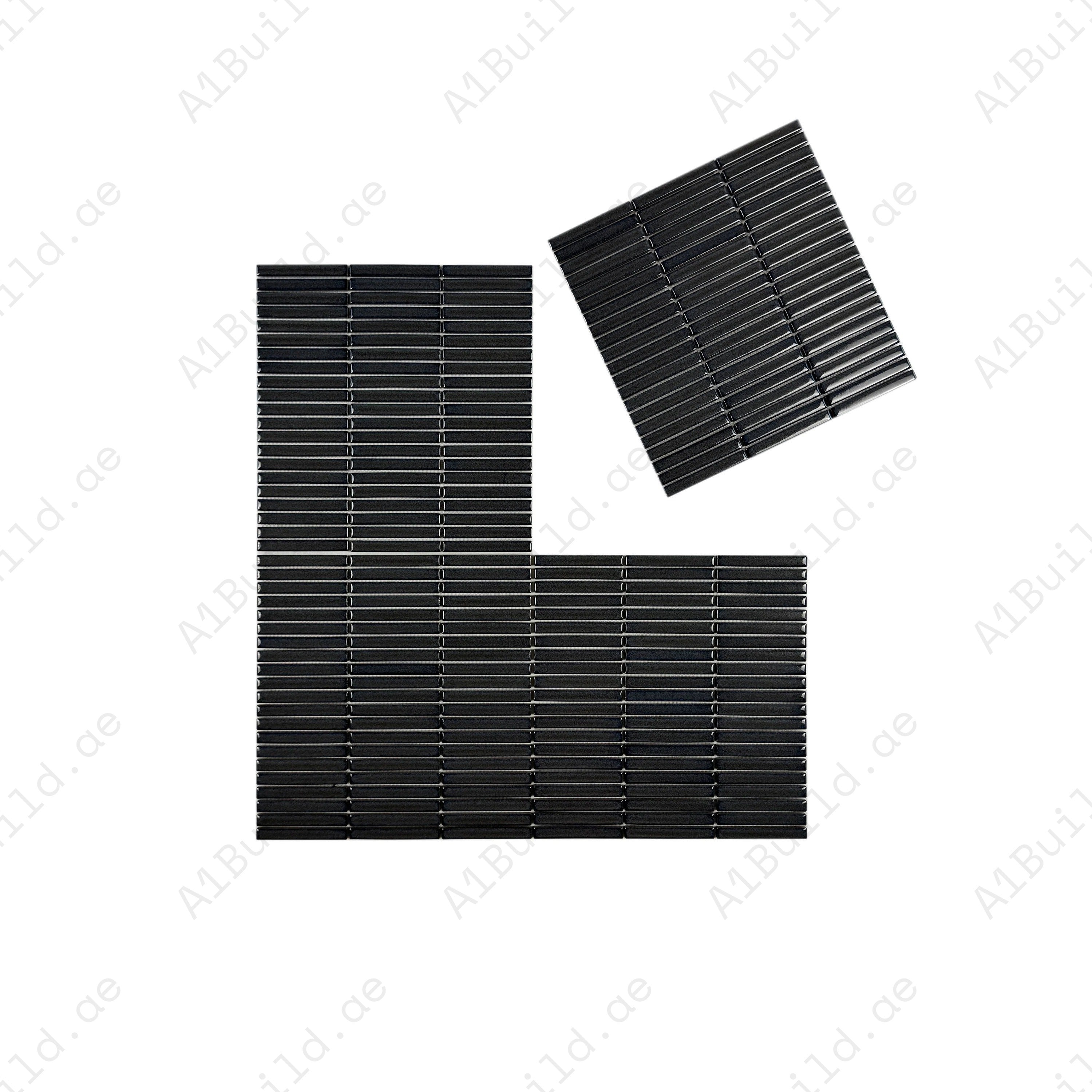 Aurora Strips Series Lava Gray Long Strip Glossy Glazed Porcelain Mosaic