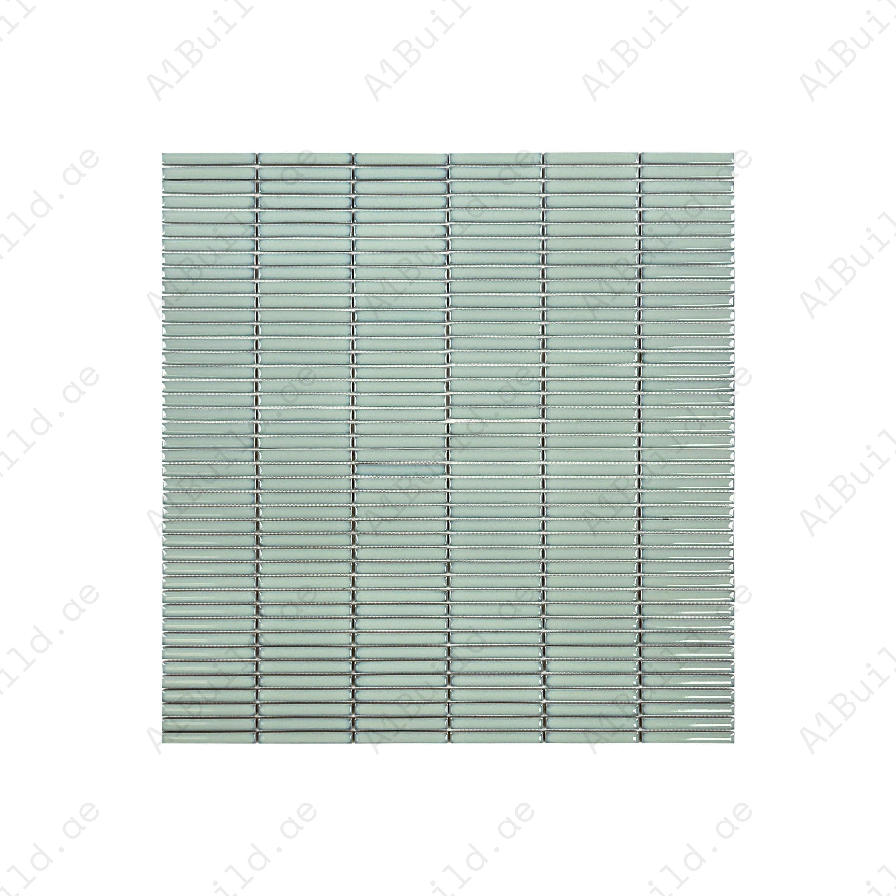 Aurora Strips Series Mint Green Long Strip Glossy Glazed Porcelain Mosaic