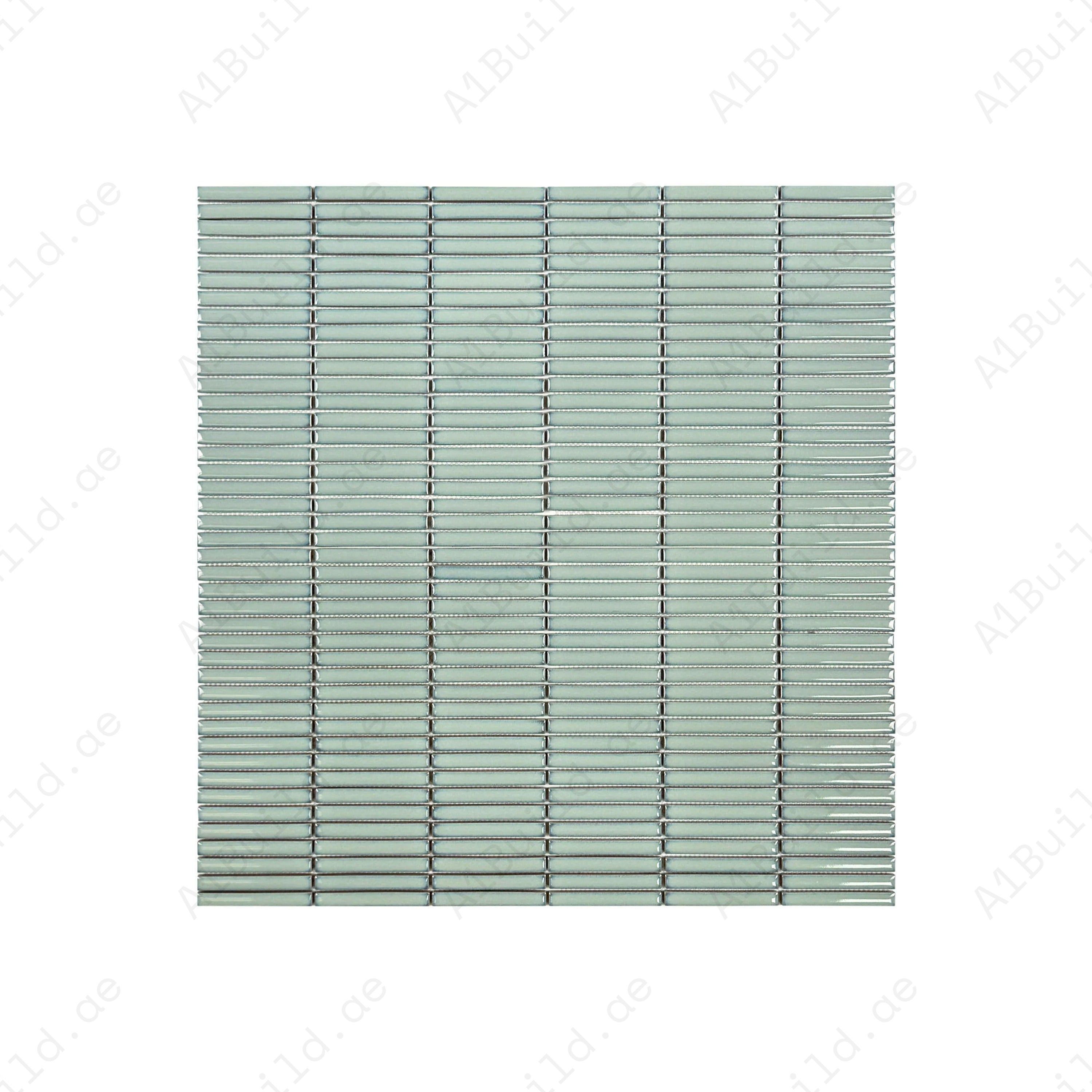 Aurora Strips Series Mint Green Long Strip Glossy Glazed Porcelain Mosaic