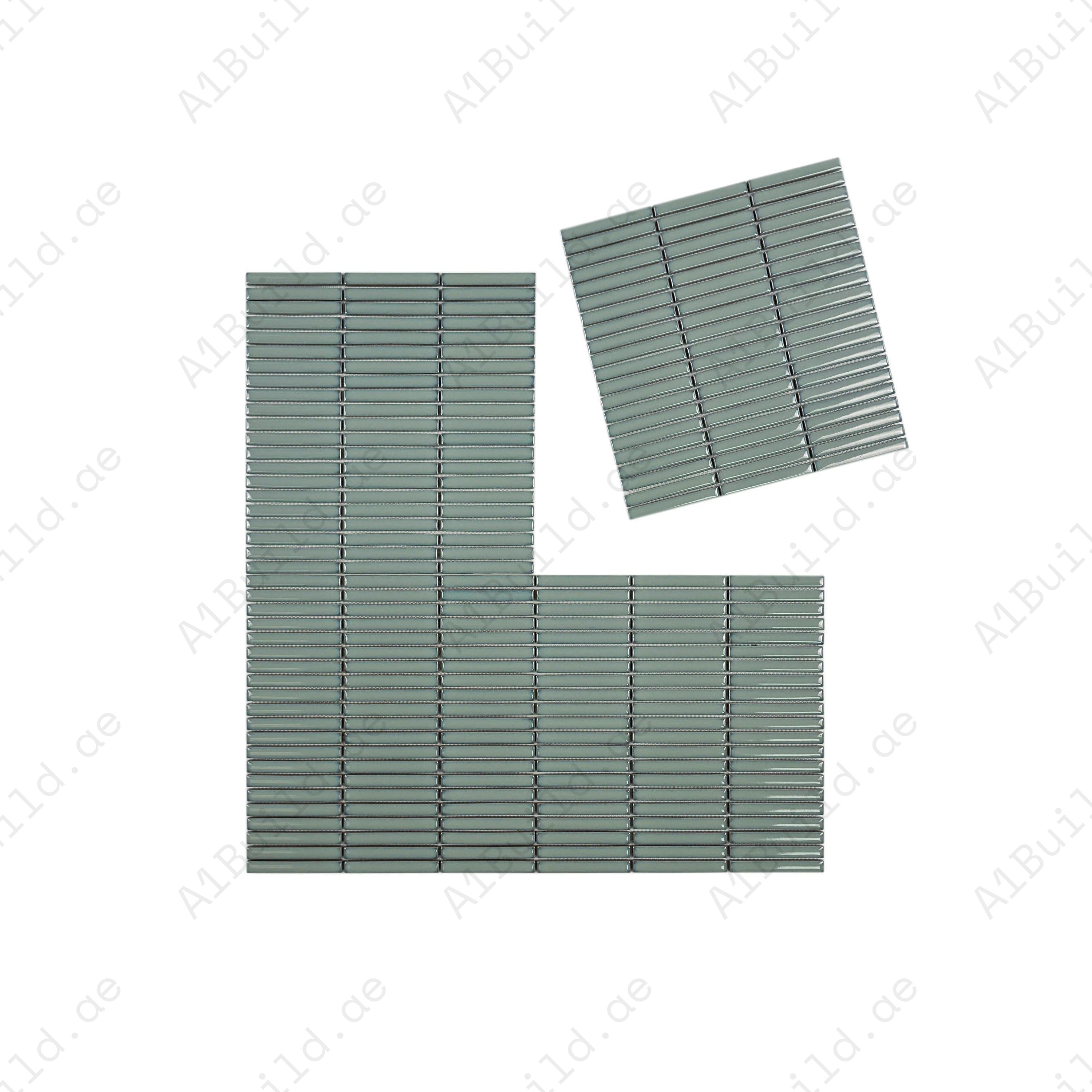 Aurora Strips Series Mint Green Long Strip Glossy Glazed Porcelain Mosaic