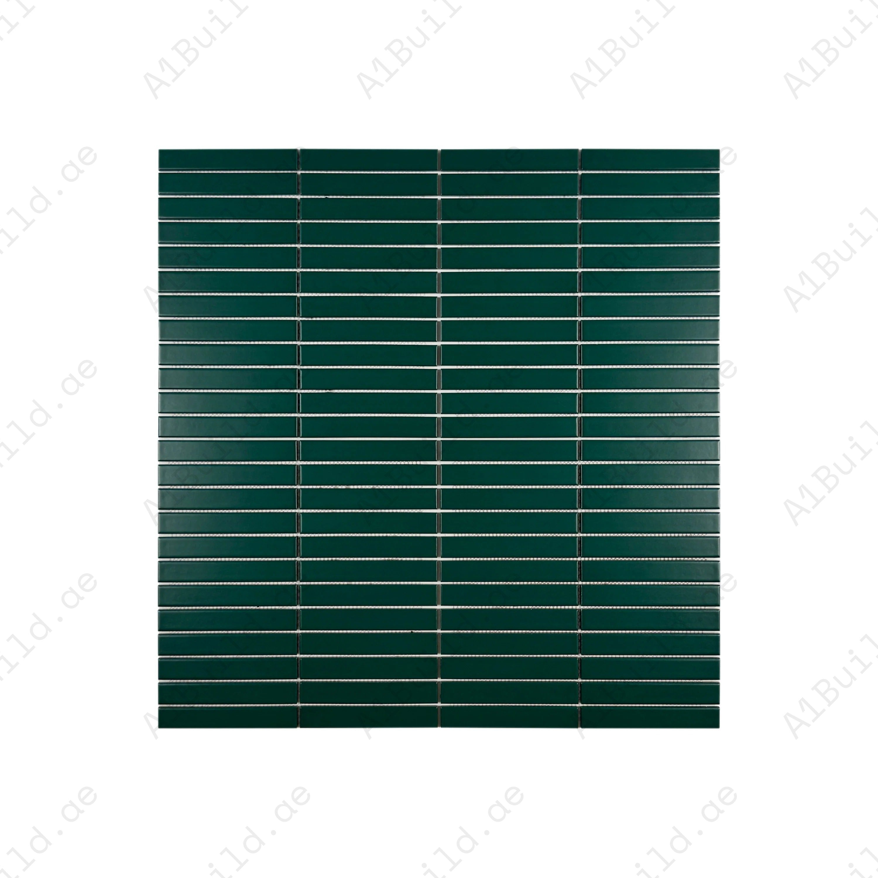 Moss Green Matt Porcelain Mosaic 295x300mm – Long Strip Design