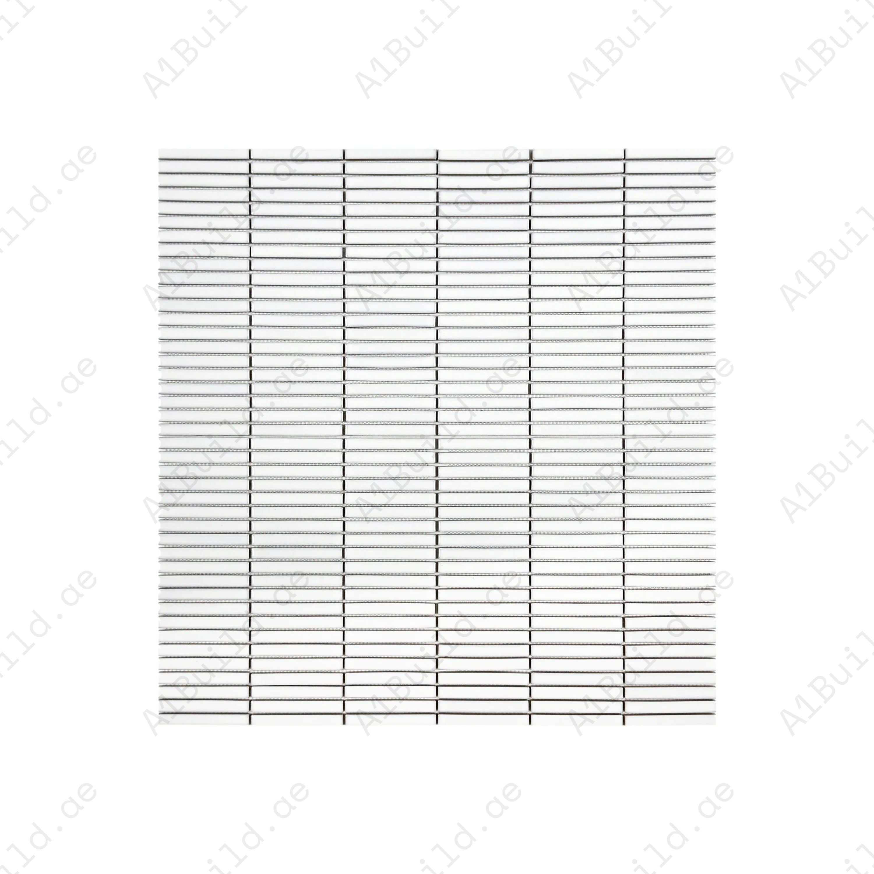 Aurora Strips Series Pearl White Long Strip Glossy Glazed Porcelain Mosaic