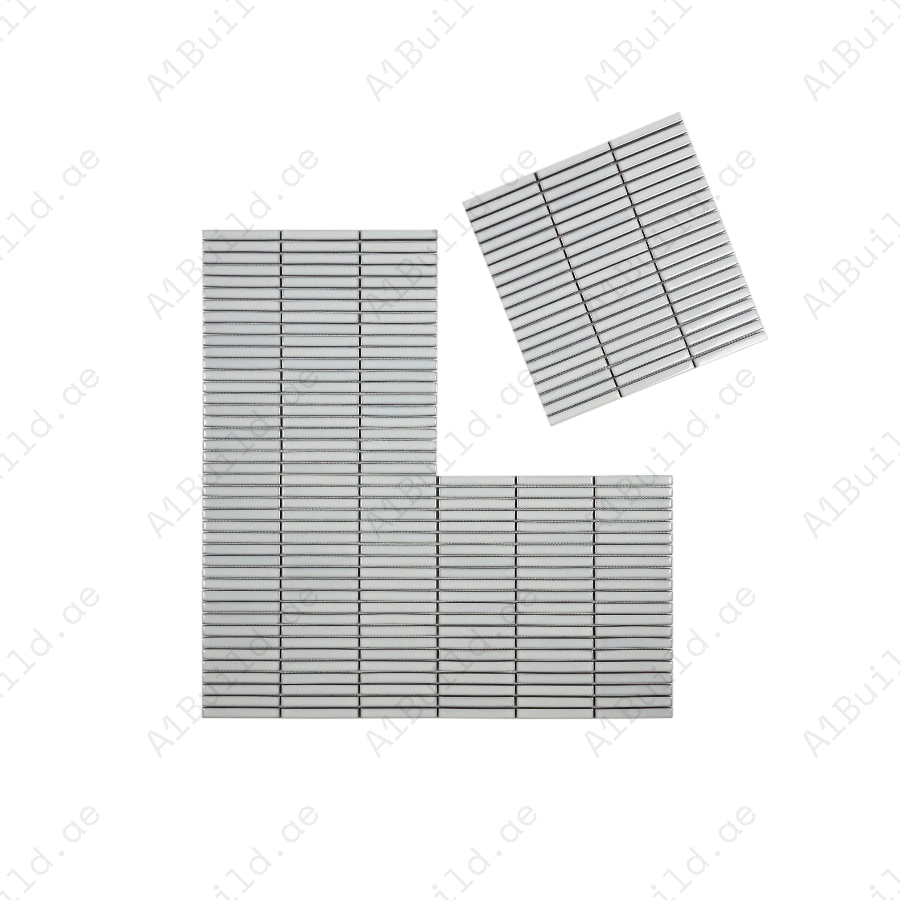 Aurora Strips Series Pearl White Long Strip Glossy Glazed Porcelain Mosaic