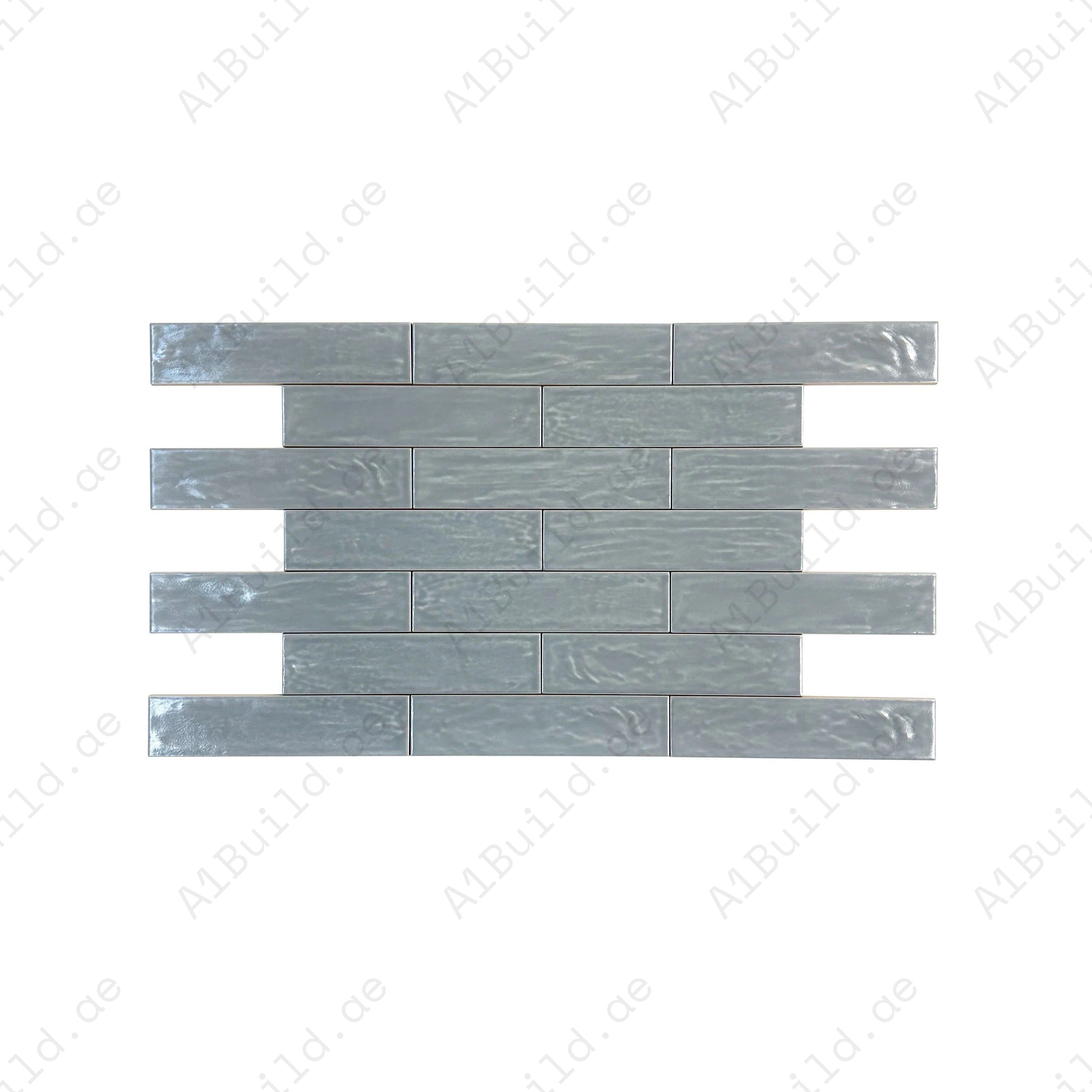 Grey Semimatte Pearlescent Ceramic Artisanal Tile