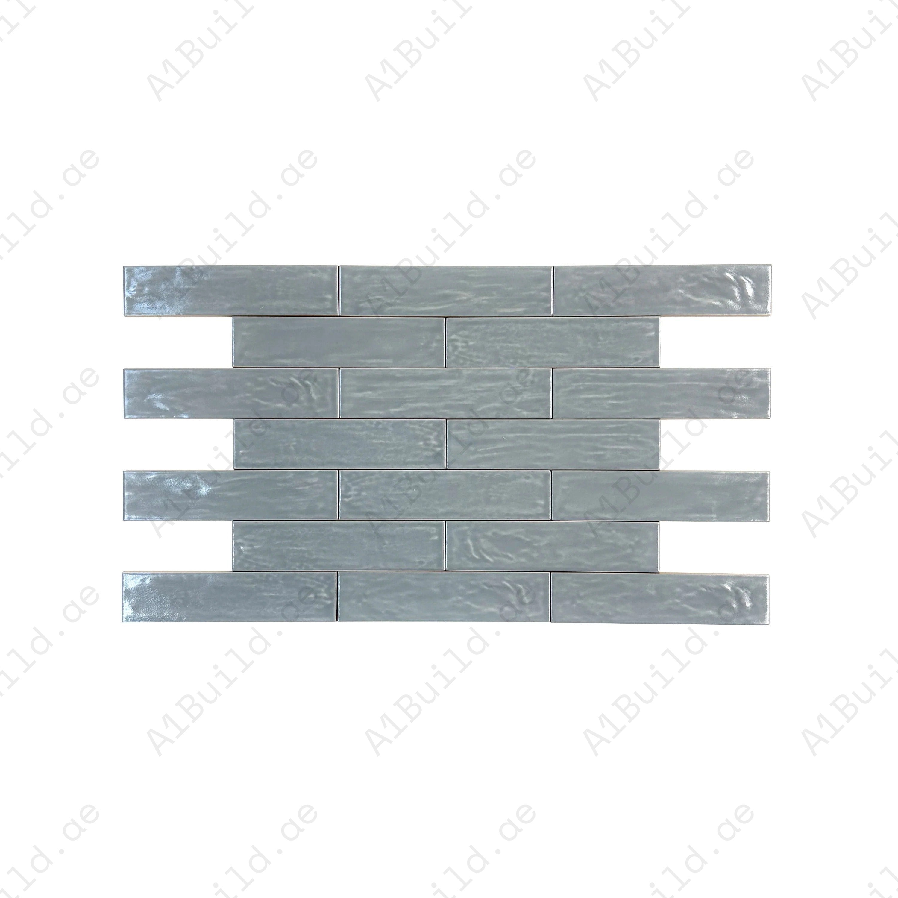 Grey Semimatte Pearlescent Ceramic Artisanal Tile