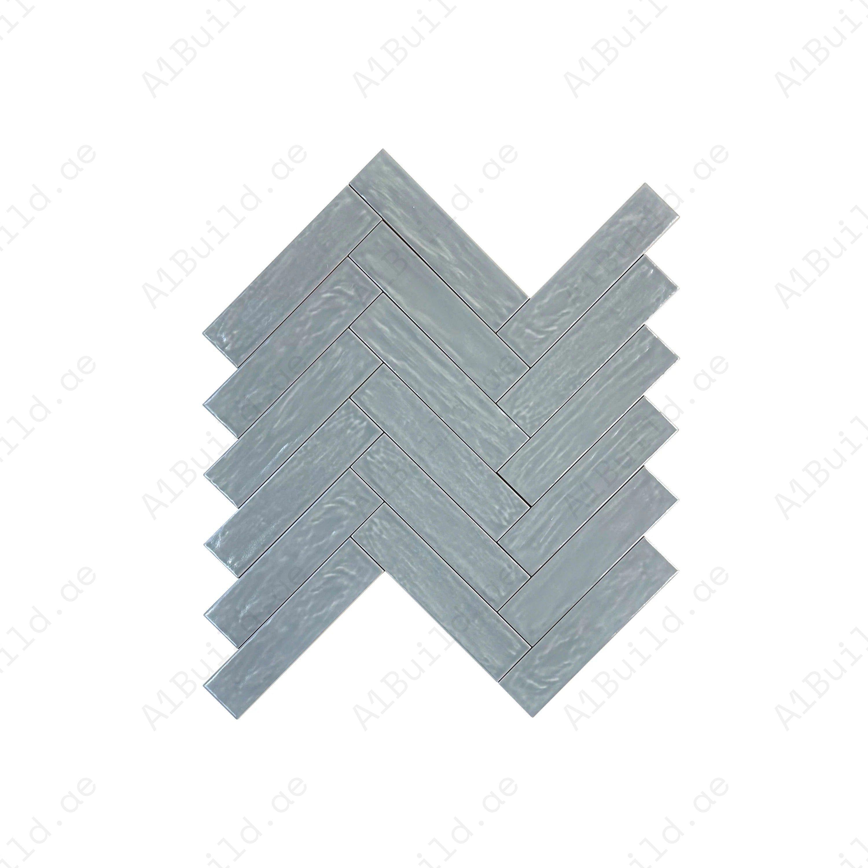 Grey Semimatte Pearlescent Ceramic Artisanal Tile