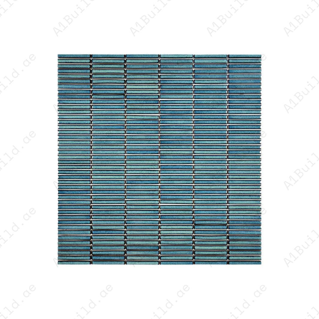 Aurora Strips Series Pine Green Long Strip Glossy Glazed Porcelain Mosaic