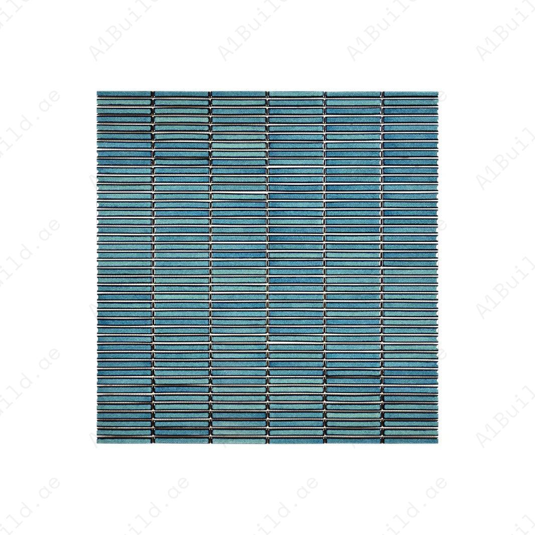 Aurora Strips Series Pine Green Long Strip Glossy Glazed Porcelain Mosaic