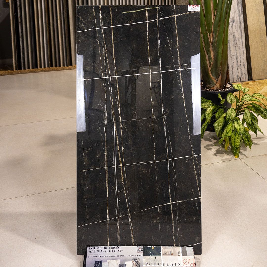 Venice Black (60X120cm 09mm Random High Gloss Porcelain Indoor Floor & Wall Tiles)