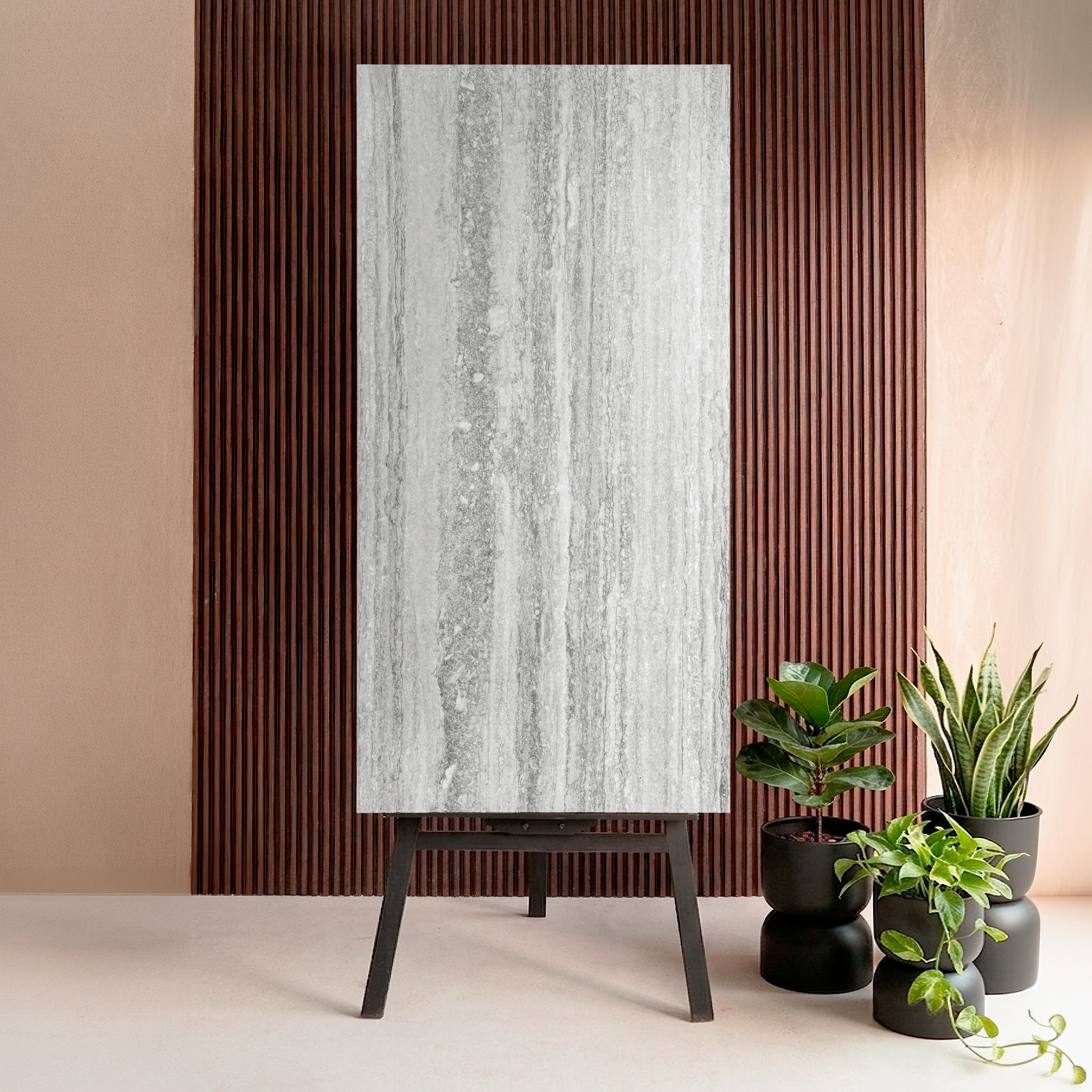 Travertino Grey Marble Look Porcelain Tile 60x120cm – 9mm Thickness
