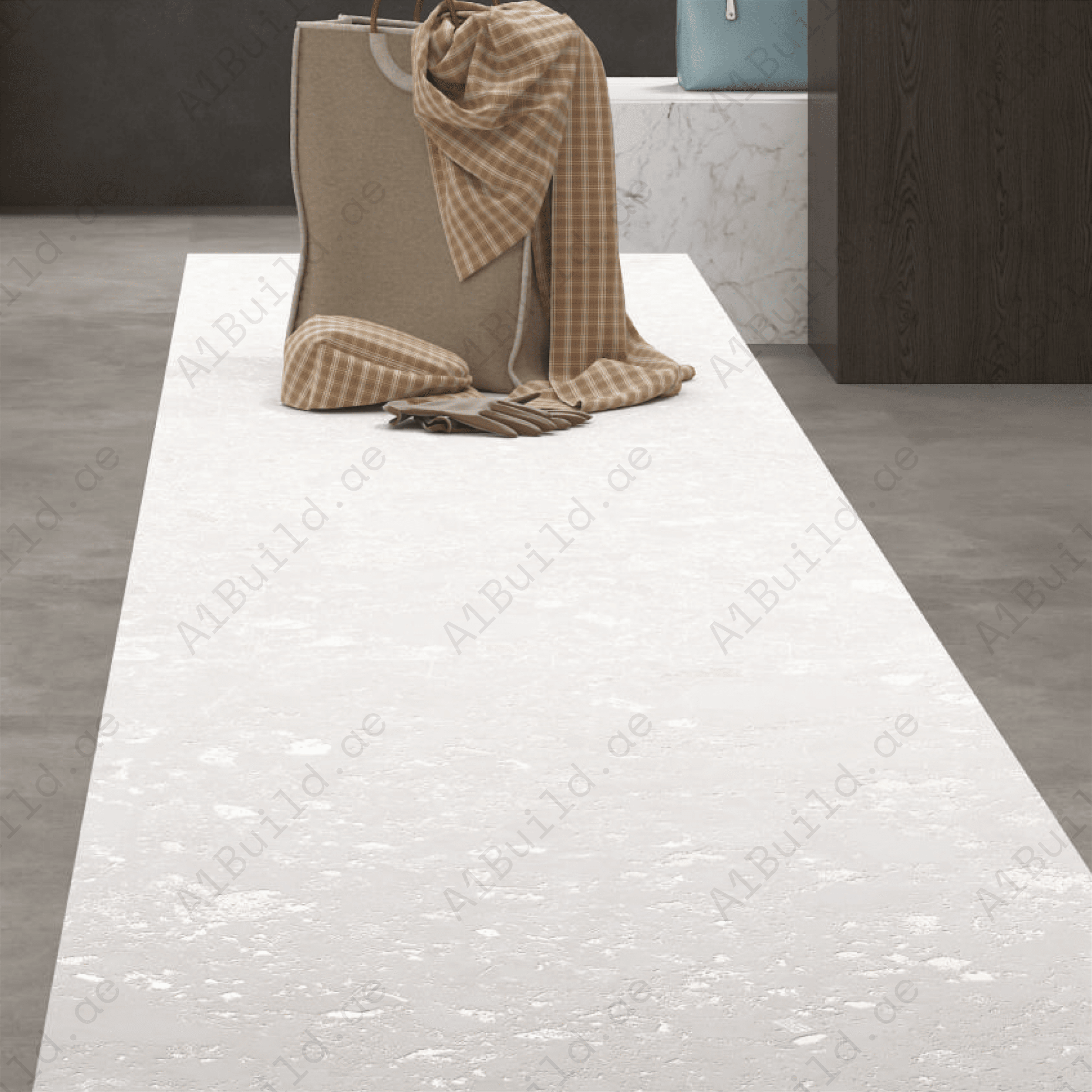 Pebble White (80x240cm 15mm Random Carving Matt Finish Indoor Floor, Wall & Counter Slabs)