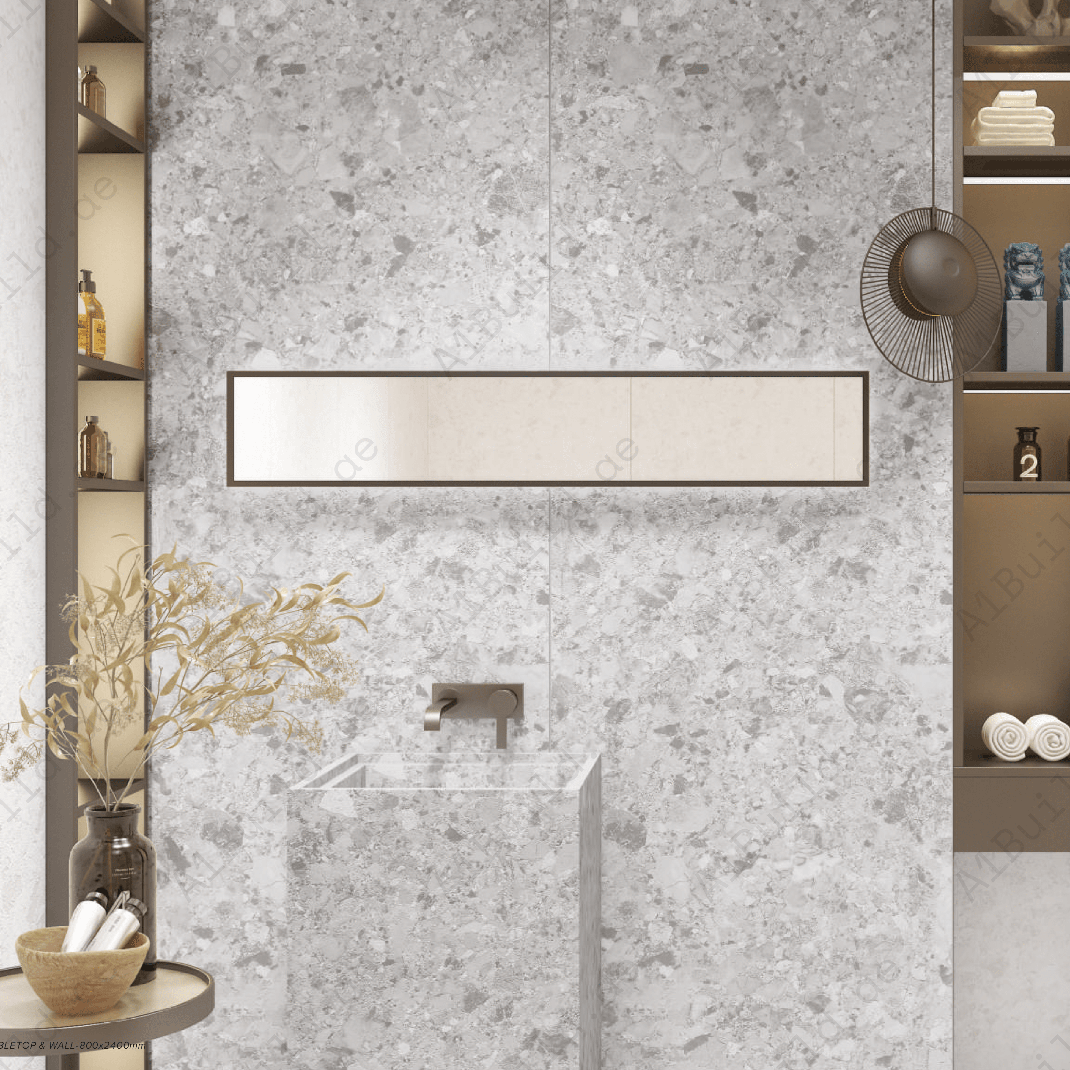 Pebble Grey (80x240cm 15mm Random Carving Matt Finish Indoor Floor, Wall & Counter Slabs)