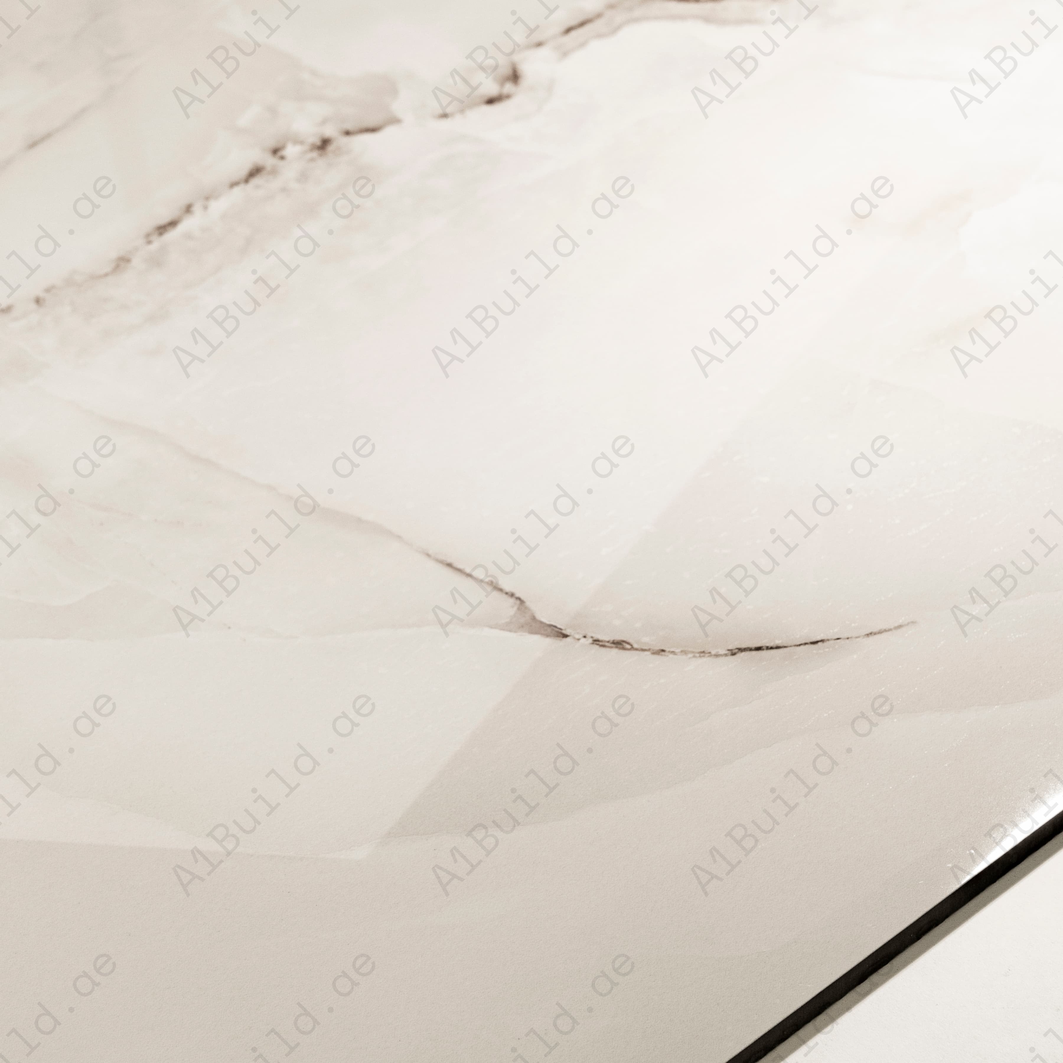 Anti Sky Cream Glossy Porcelain Tile 60x120cm | Soft Flowing Onyx Marble Look | Large Format Luxury Floor & Wall Tile UAE