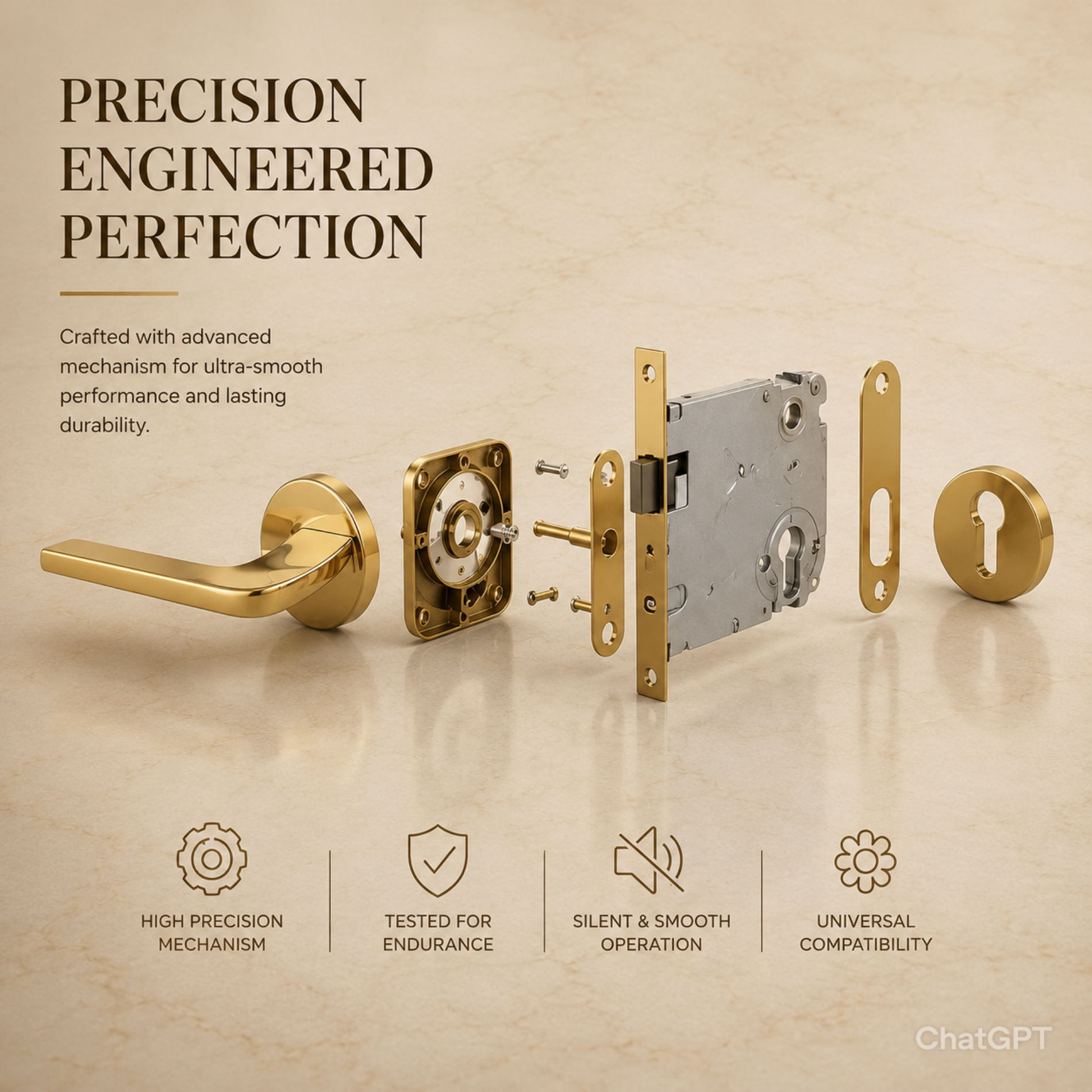 ZR180701 – Luxury Zinc Alloy Door Handle | PVD Premium Finish