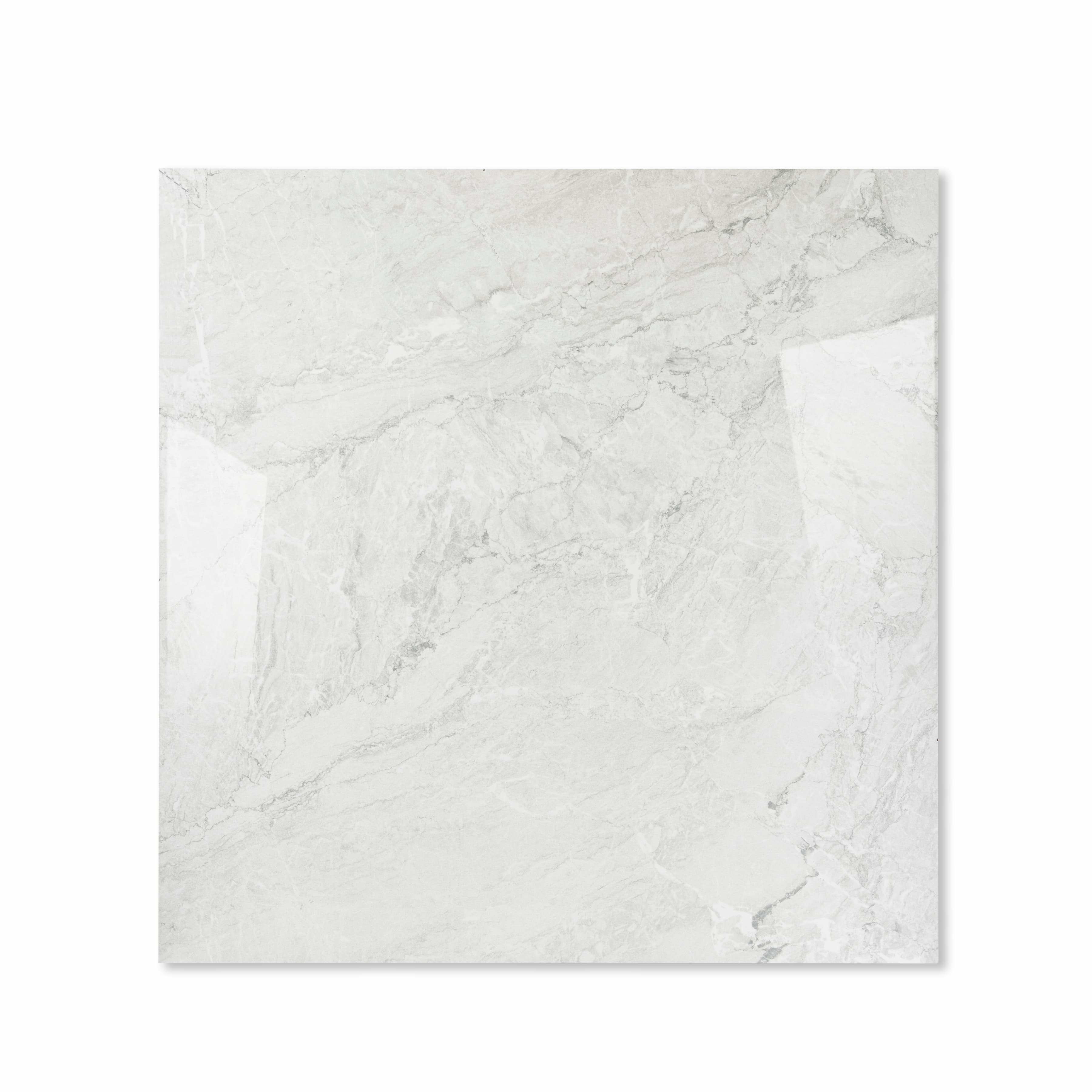 Silver Fume Glossy Porcelain Tile 120x120cm — Misty Silver Marble Look Floor & Wall Tile UAE