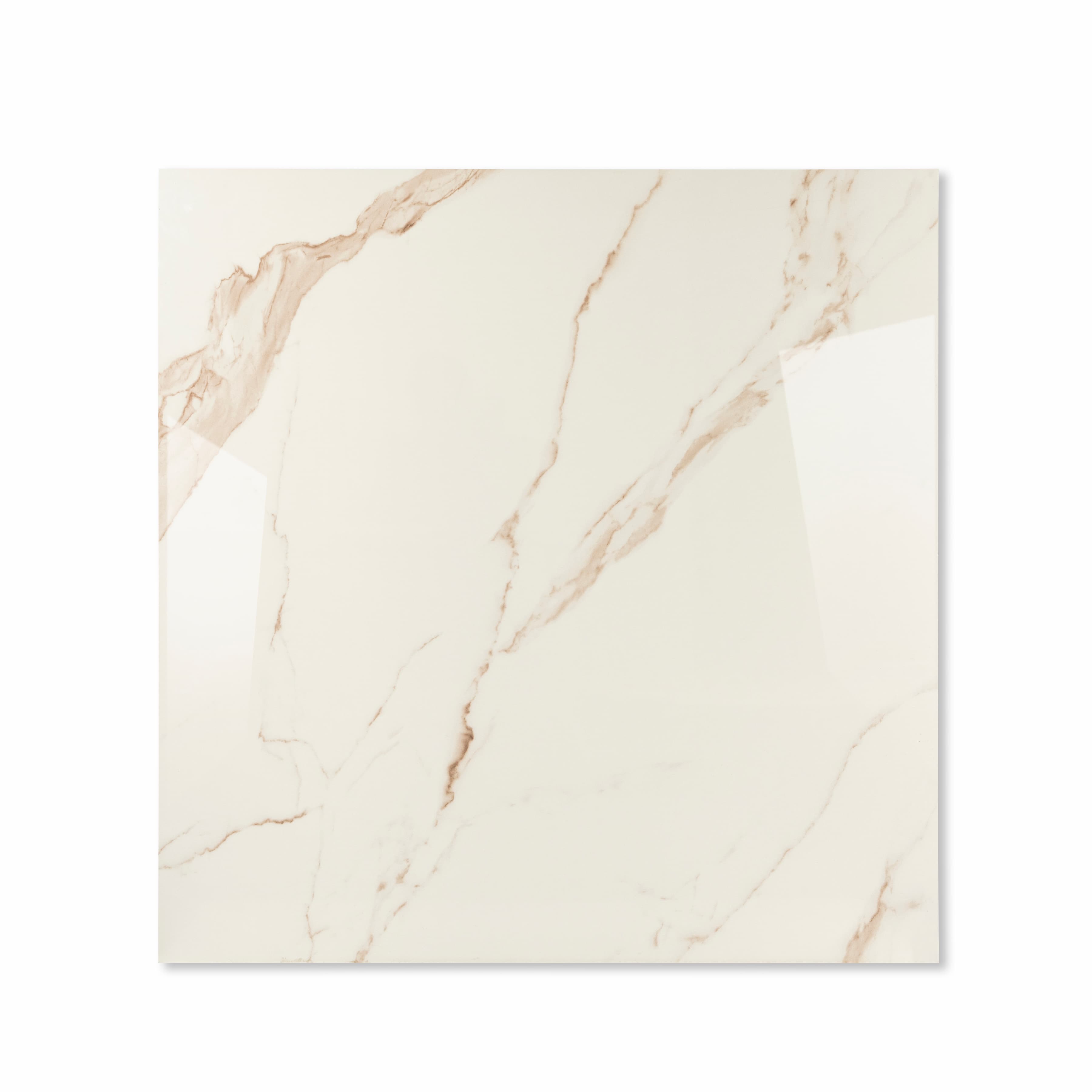 Top view of Grisia Pink ivory marble-effect porcelain tile with delicate rose and copper veining