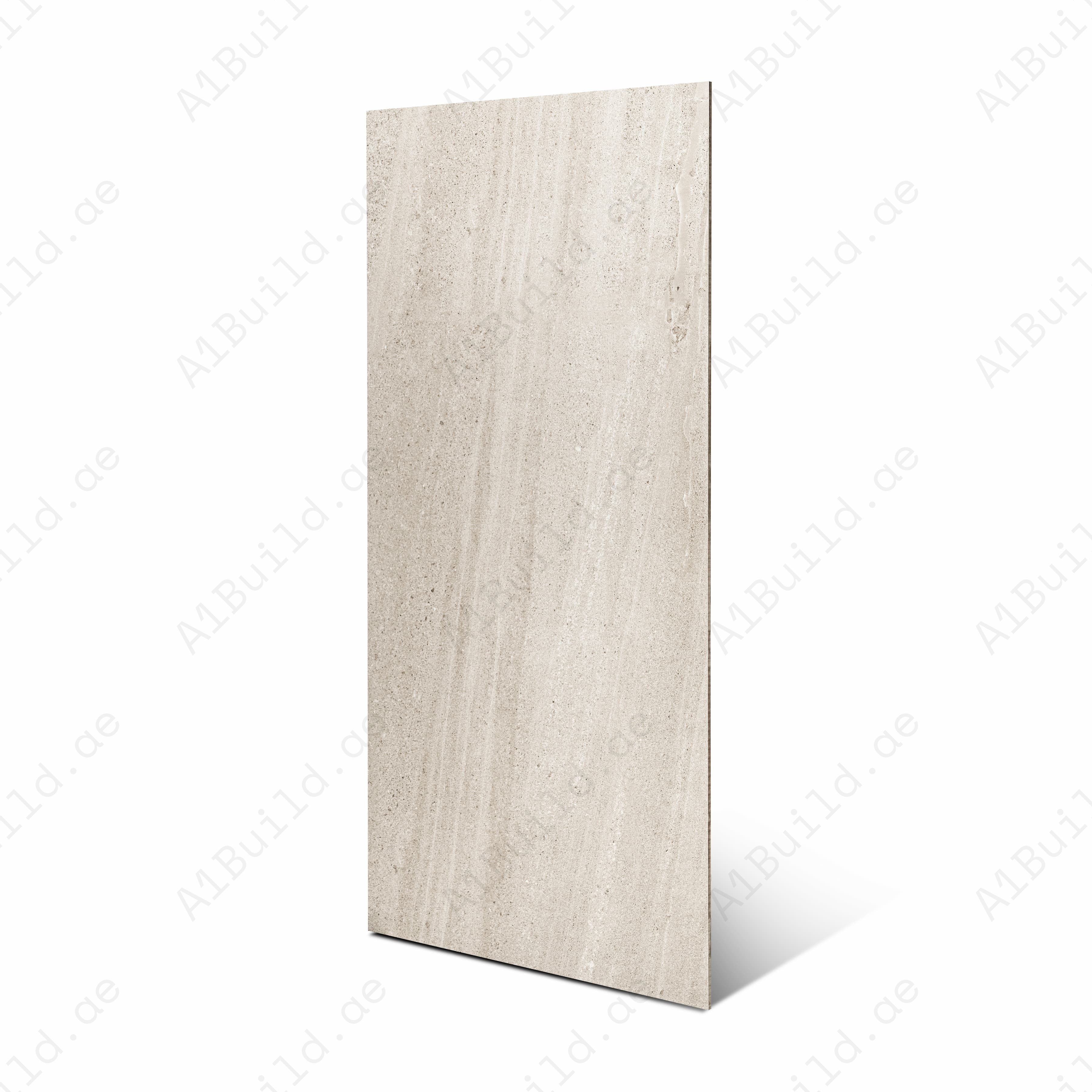 Nexxus Choco Light Matte Porcelain Tile 60x120cm | Travertine Limestone Look Large Format Floor & Wall Tile | Warm Beige Natural Stone Flooring UAE