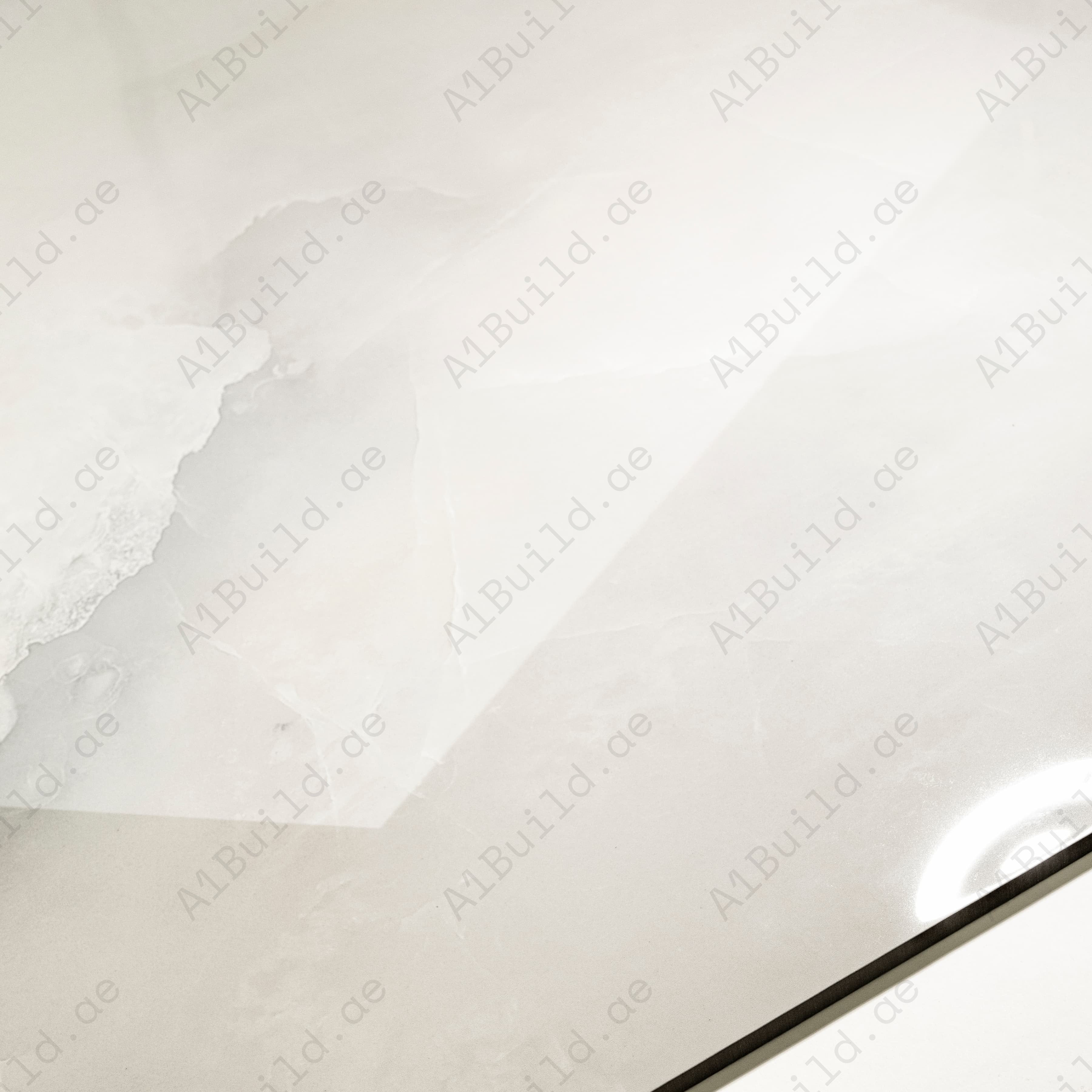 Noriko Bianco White Glossy Porcelain Tile 60x120cm | Ethereal Onyx Marble Look Large Format | Ultra-Luxury Floor & Wall Tile UAE