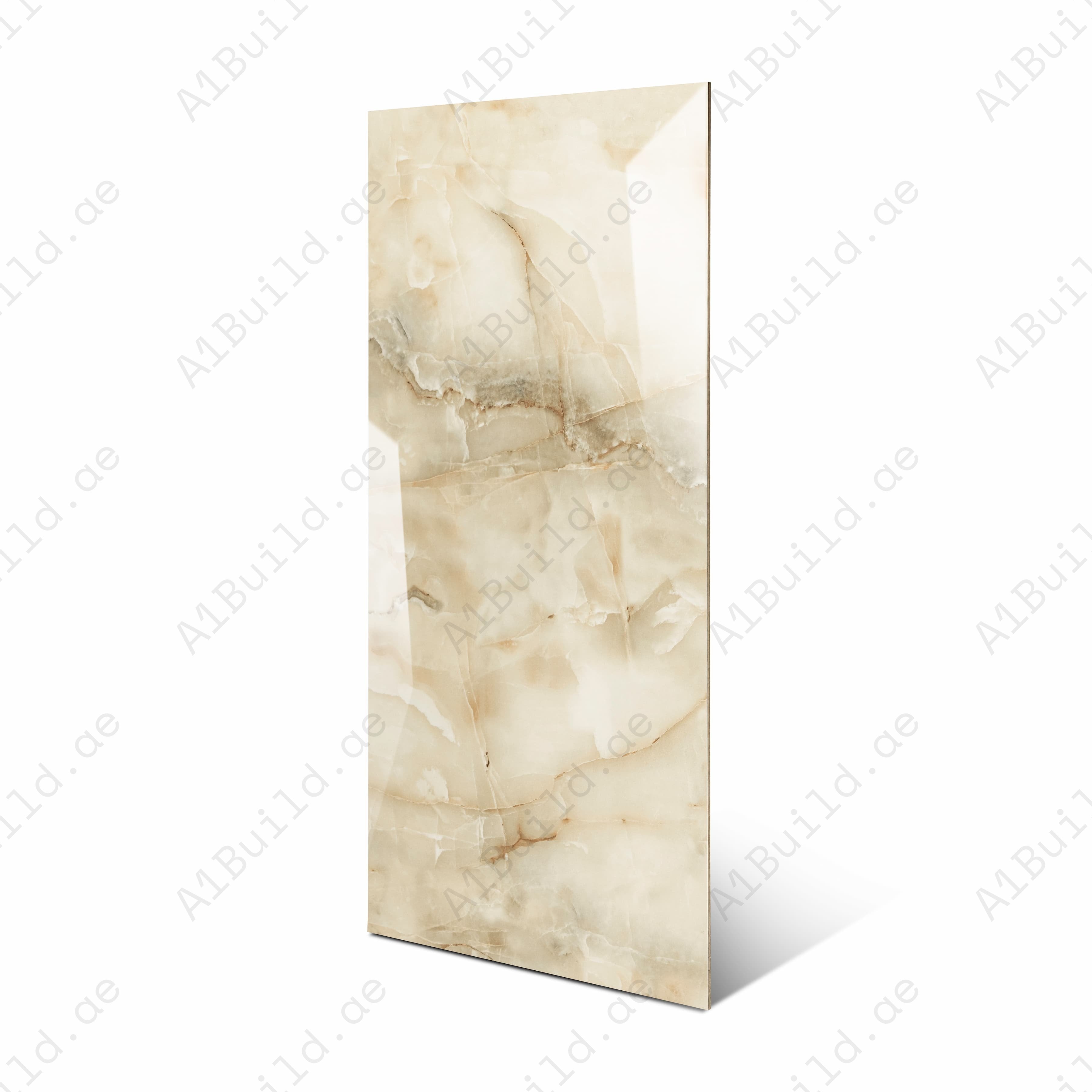 Anti Onyx Glossy Porcelain Tile 60x120cm | Golden Onyx Marble Look Large Format | Ultra-Luxury Warm Tone Floor & Wall Tile UAE Dubai Abu Dhabi