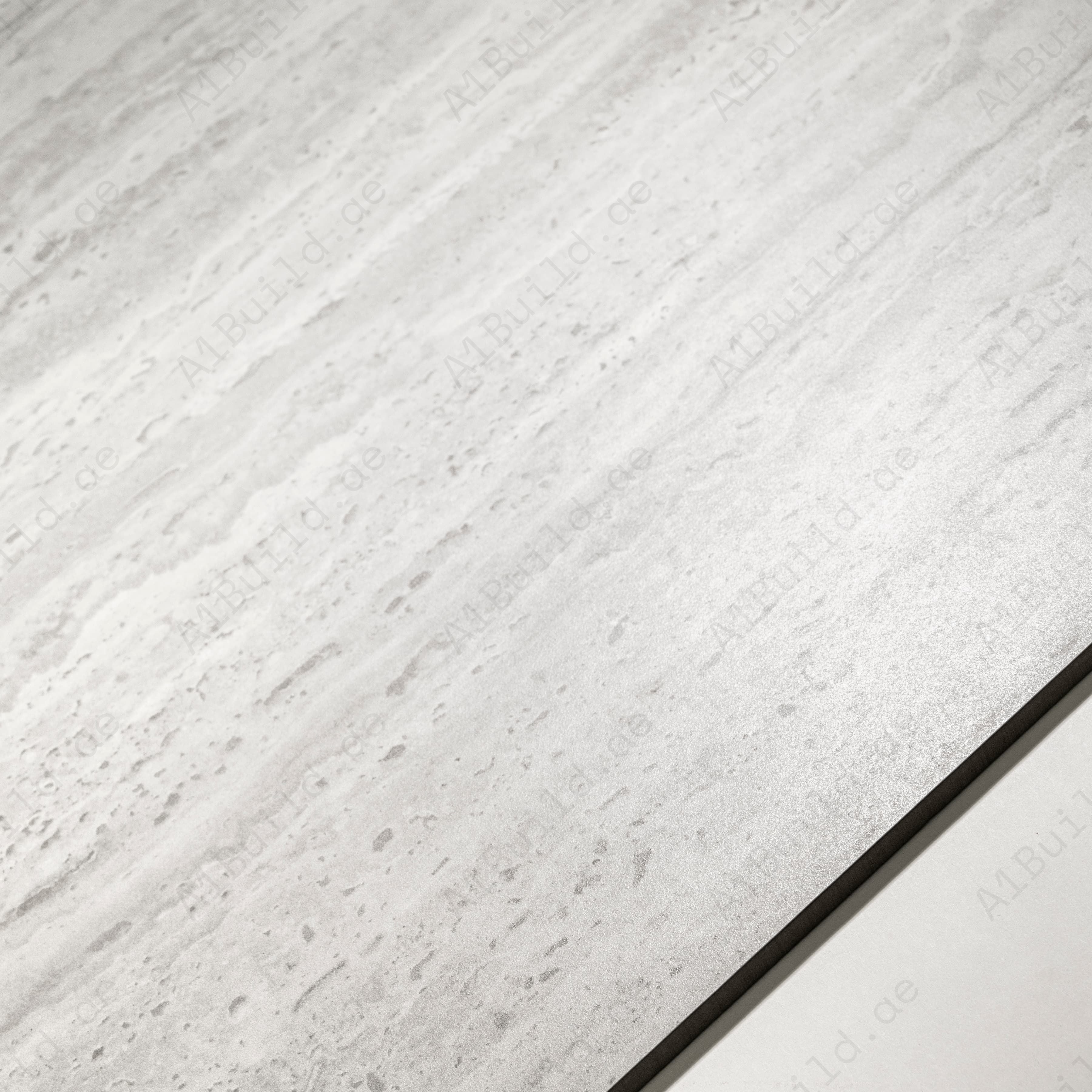 Trusmart White Matte Porcelain Tile 60x120cm | Linear Travertine Look Large Format Floor & Wall Tile | Vertical Grain Natural Stone Flooring UAE