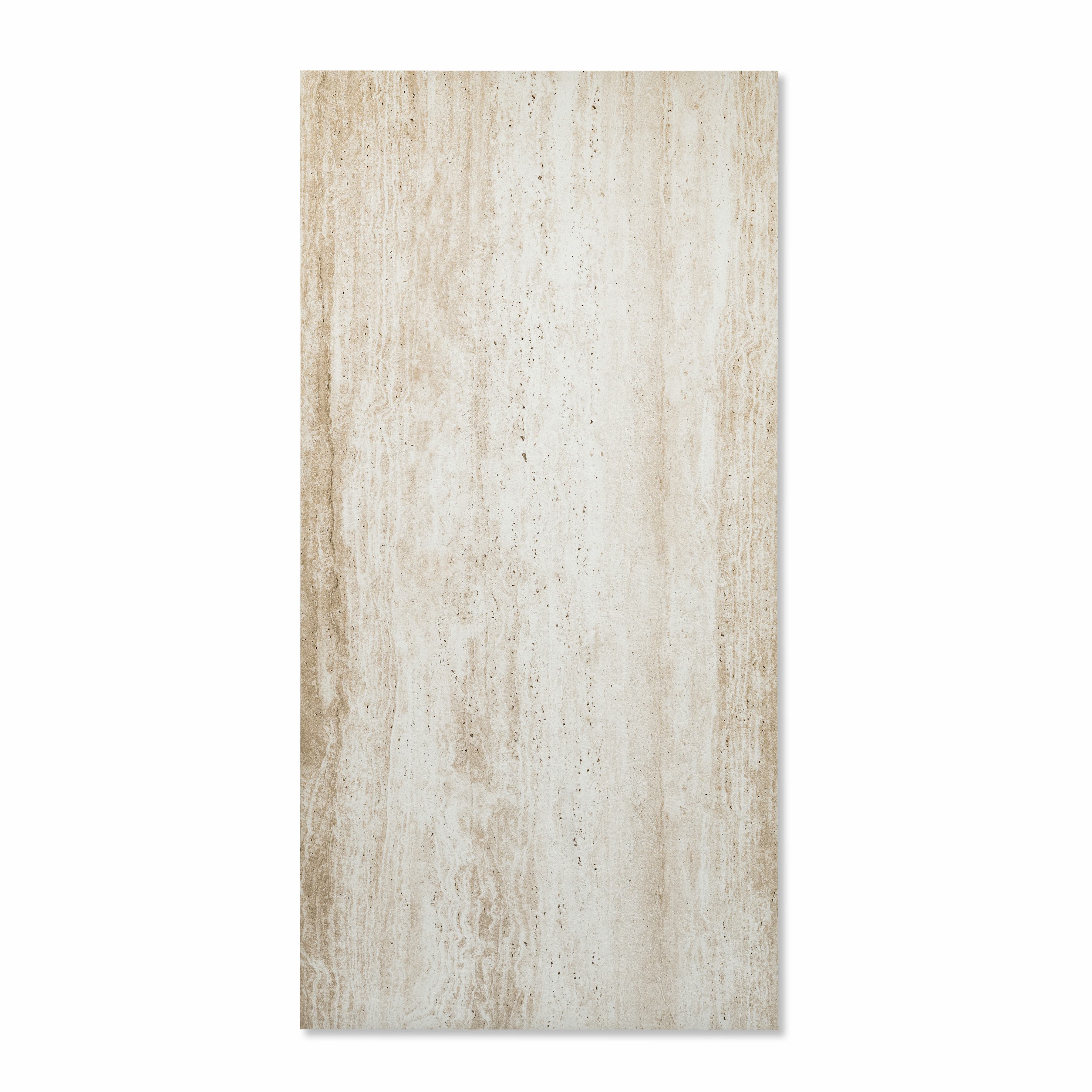 Travertine Mist matt porcelain tile 60x120cm x 2mm with elegant stone look. Durable large format tile ideal for modern floors and walls in residential spaces.