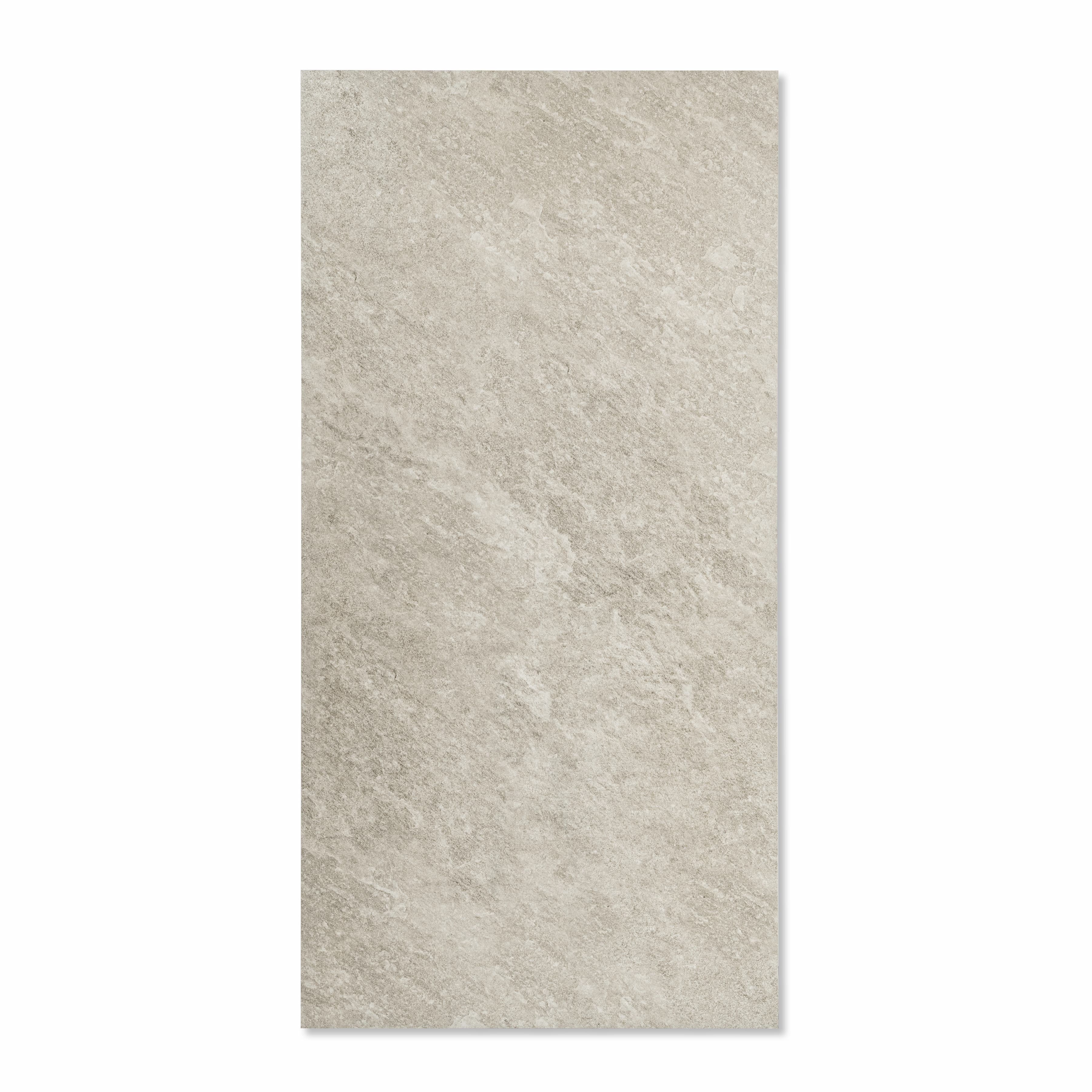 Quartz Light Grey matt porcelain tile 60x120cm x 2mm with modern stone texture. Stylish large format tile perfect for floors and walls in contemporary interiors.