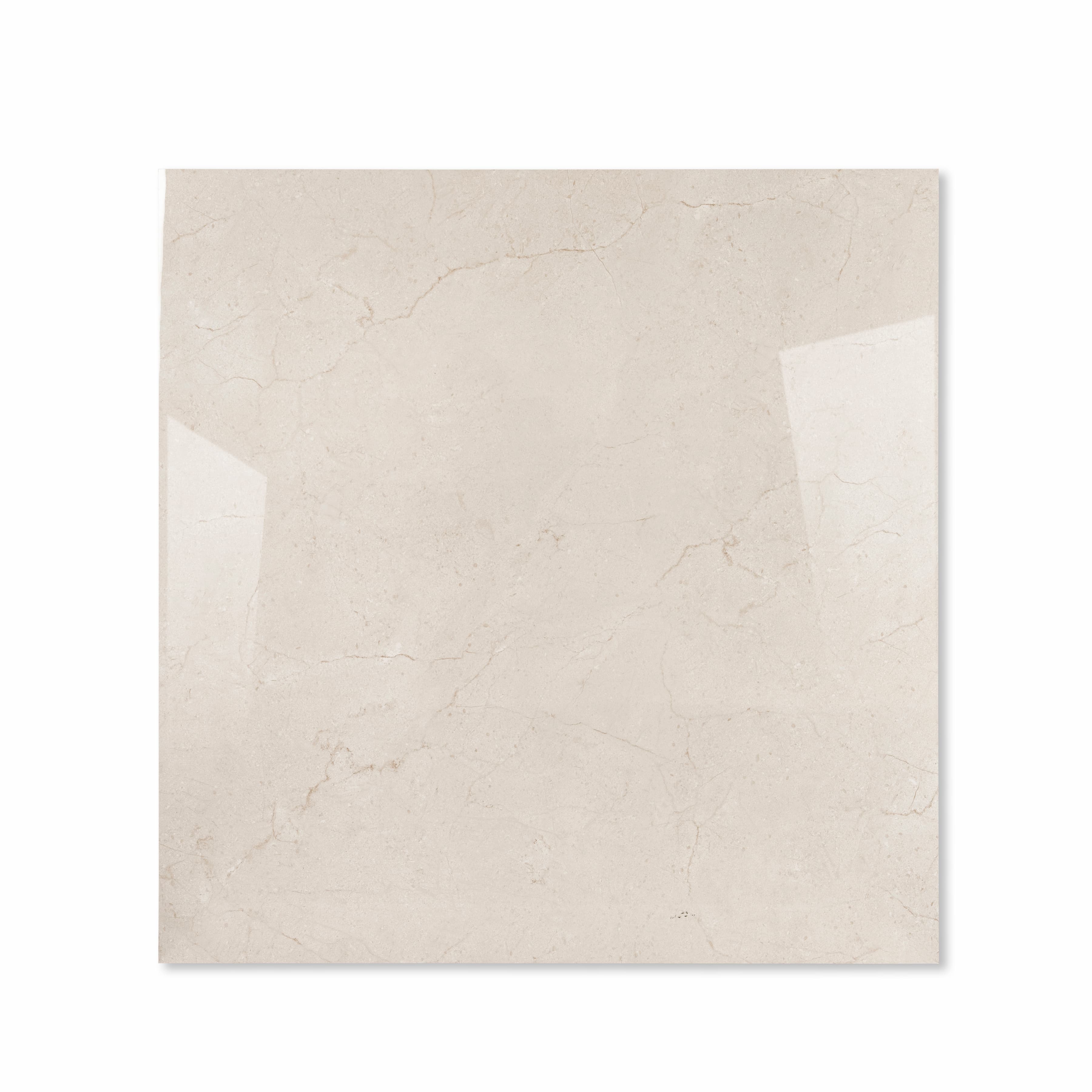 Top view of Ultimate Marfil Pro premium Crema Marfil-effect porcelain tile with creamy beige base and honey hairline veining