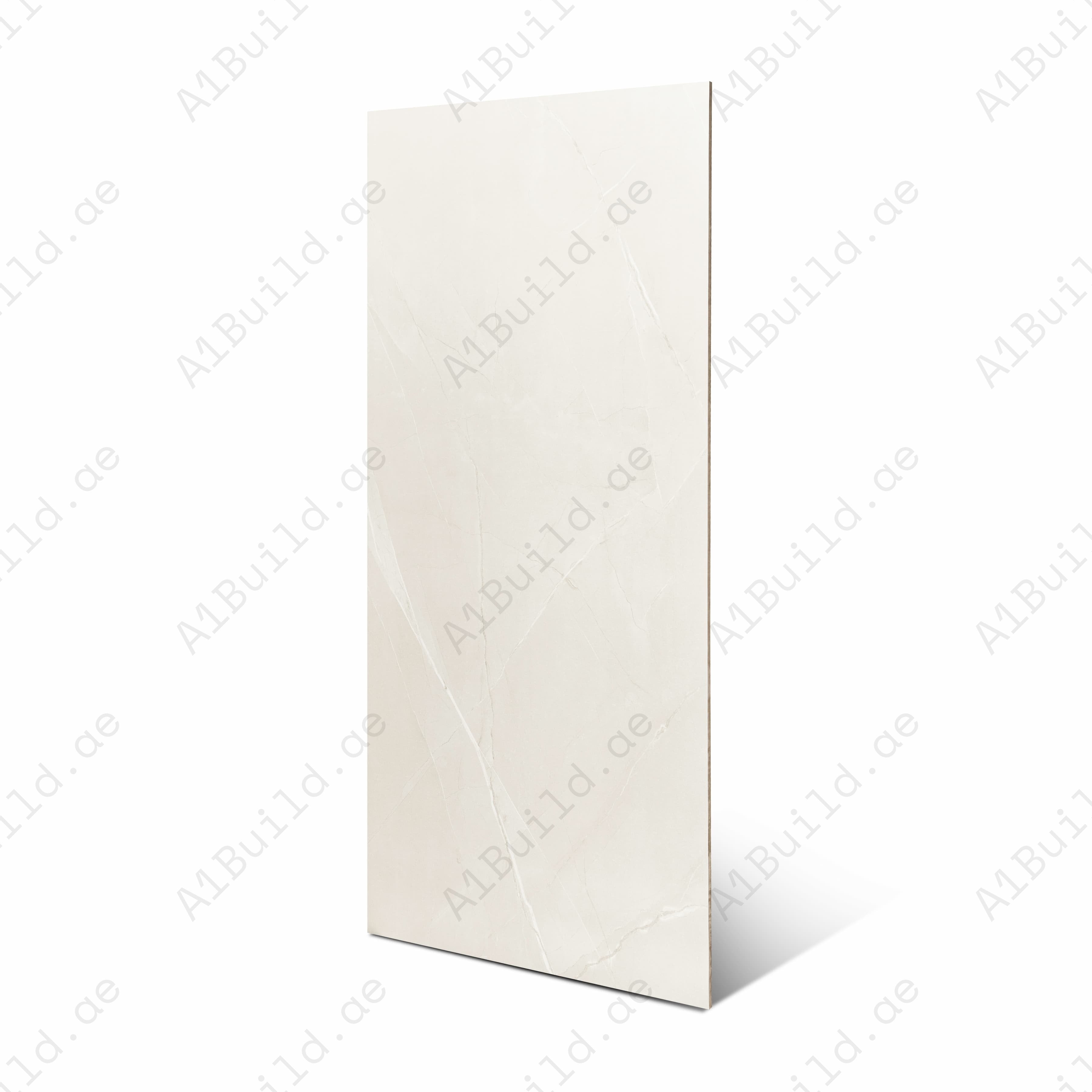 Liza Gris Ivory White Matte Porcelain Tile 60x120cm | Ghost Vein Marble Look Large Format Floor & Wall Tile | Barely-There Veining Luxury Flooring UAE
