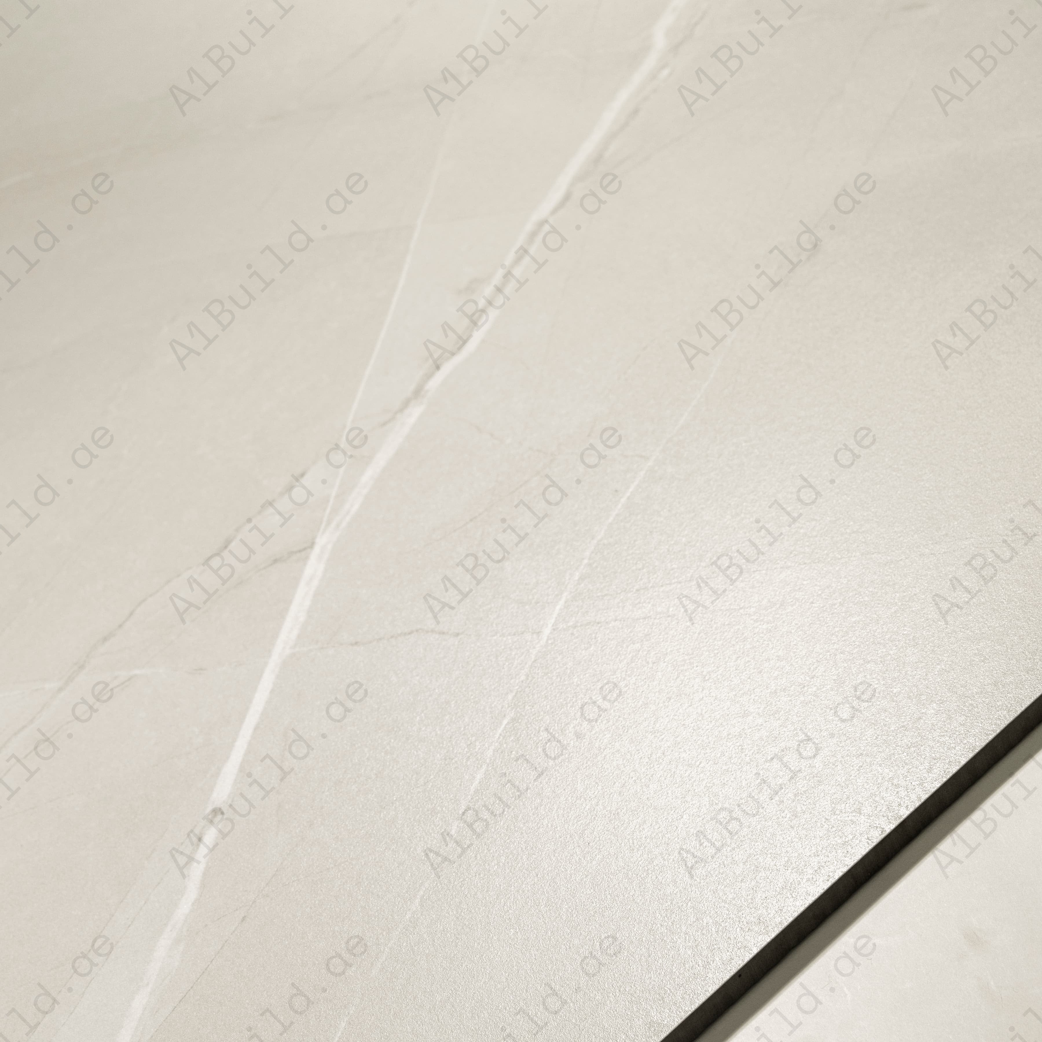 Liza Gris Ivory White Matte Porcelain Tile 60x120cm | Ghost Vein Marble Look Large Format Floor & Wall Tile | Barely-There Veining Luxury Flooring UAE